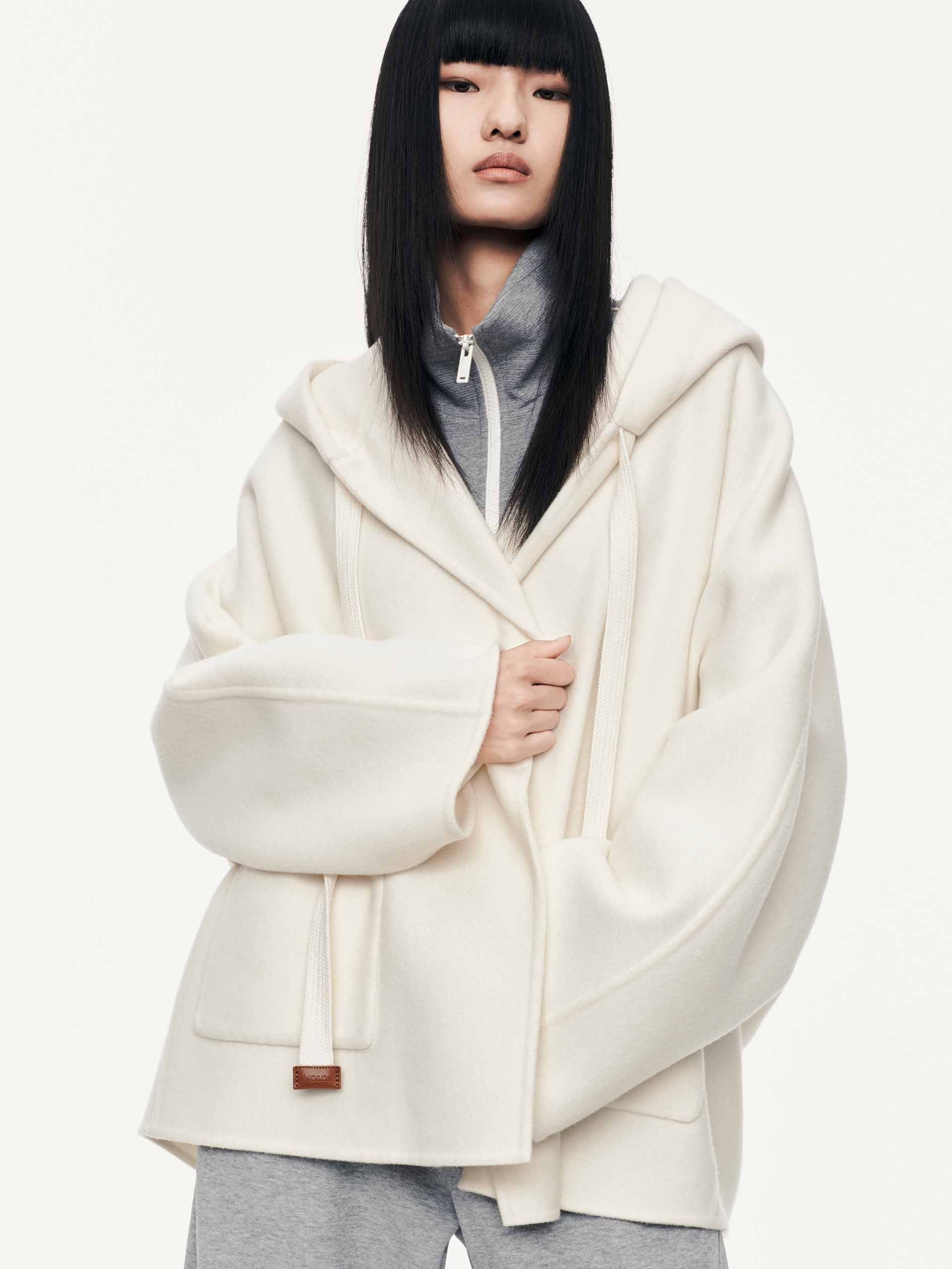 Drawstring Detail Wool Coat