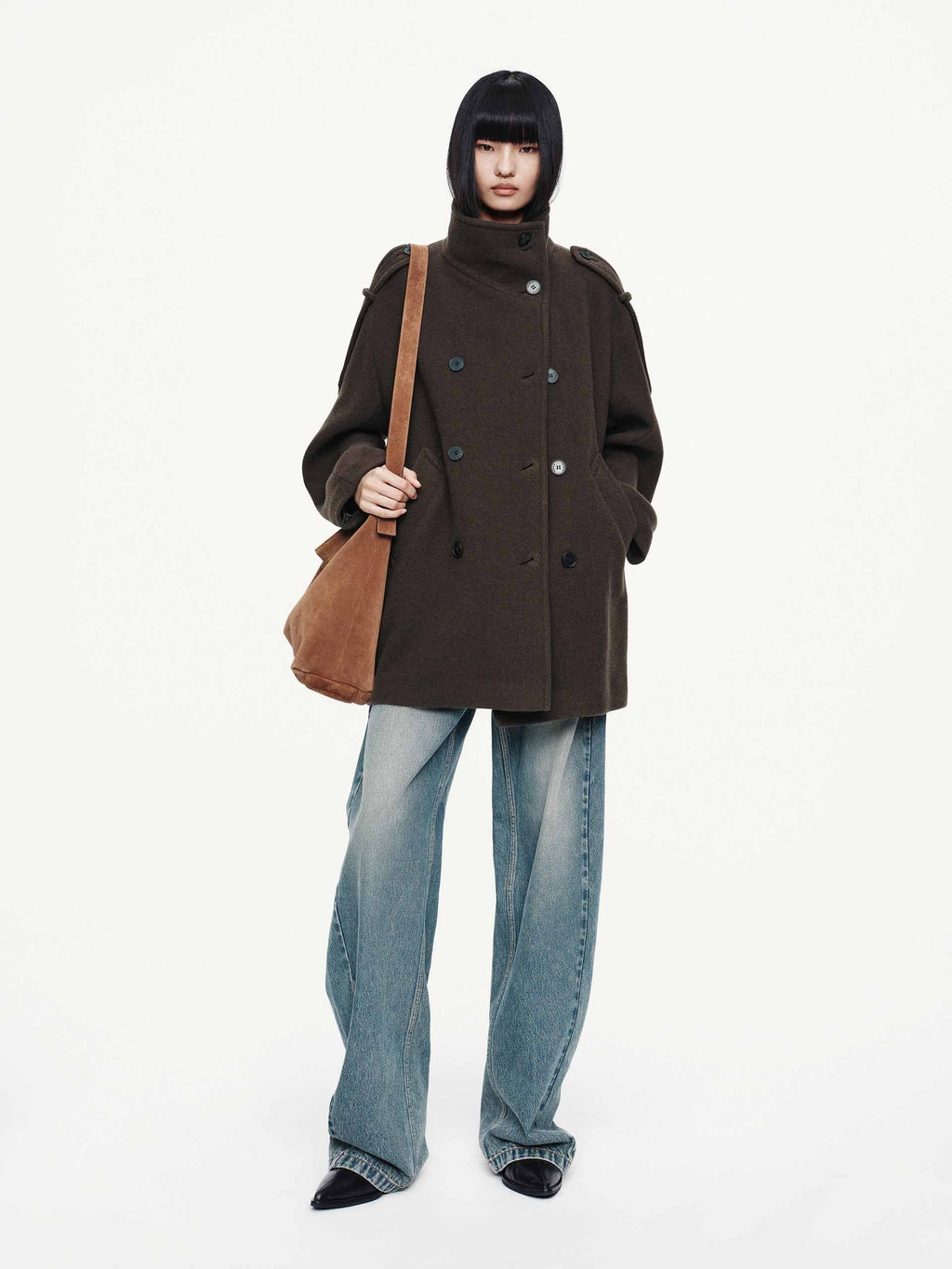 Double Breasted Wool Blend Coat