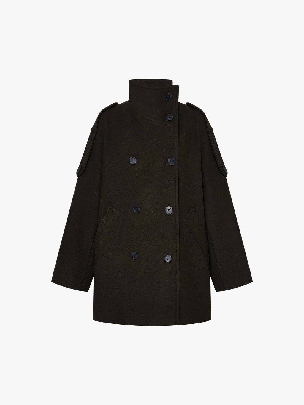 Double Breasted Wool Blend Coat