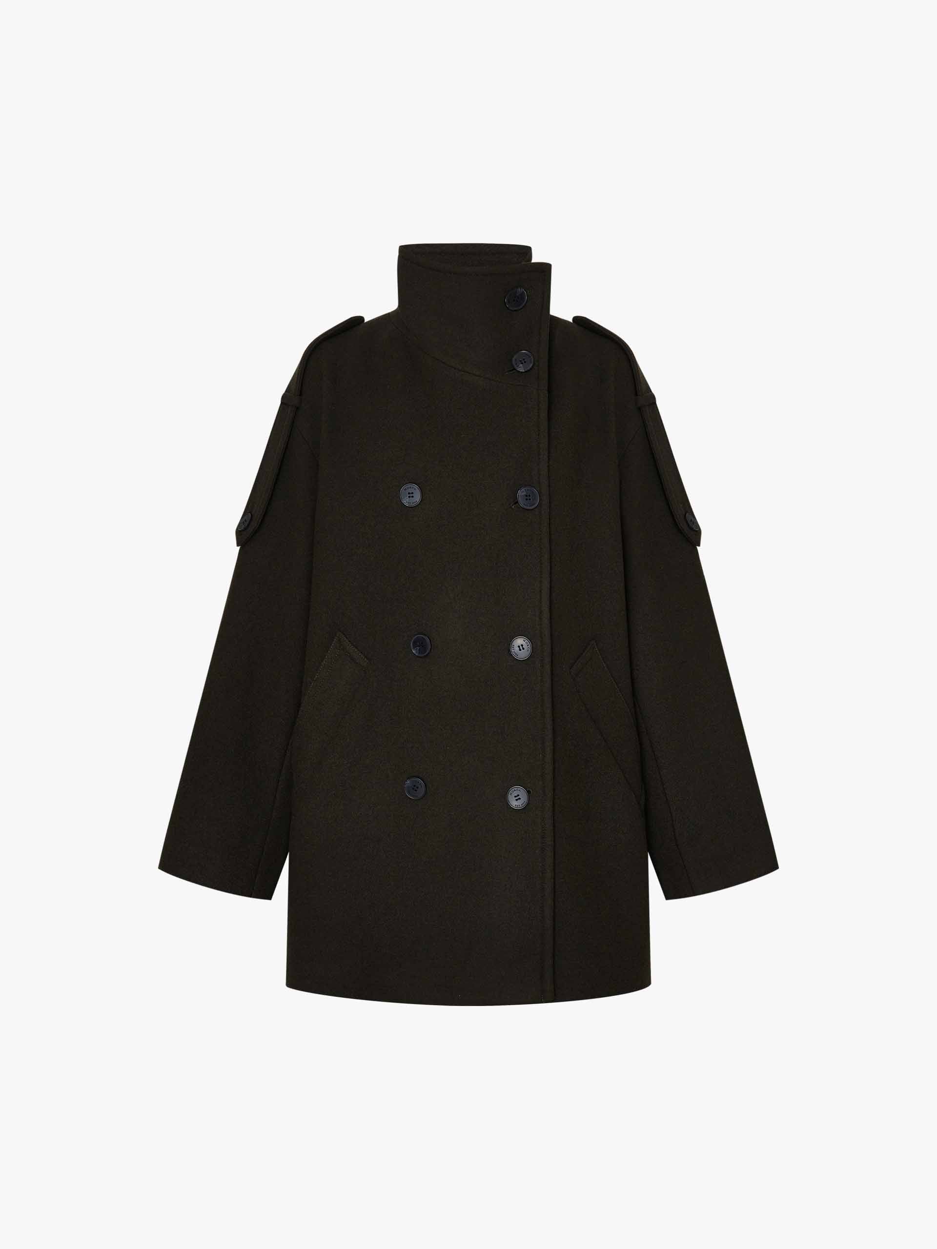 Double Breasted Wool Blend Coat