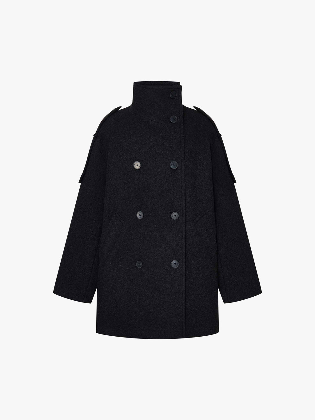 Double Breasted Wool Blend Coat