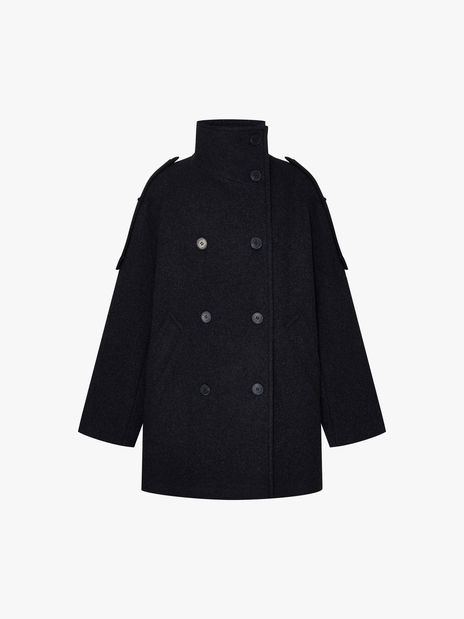 Double Breasted Wool Blend Coat