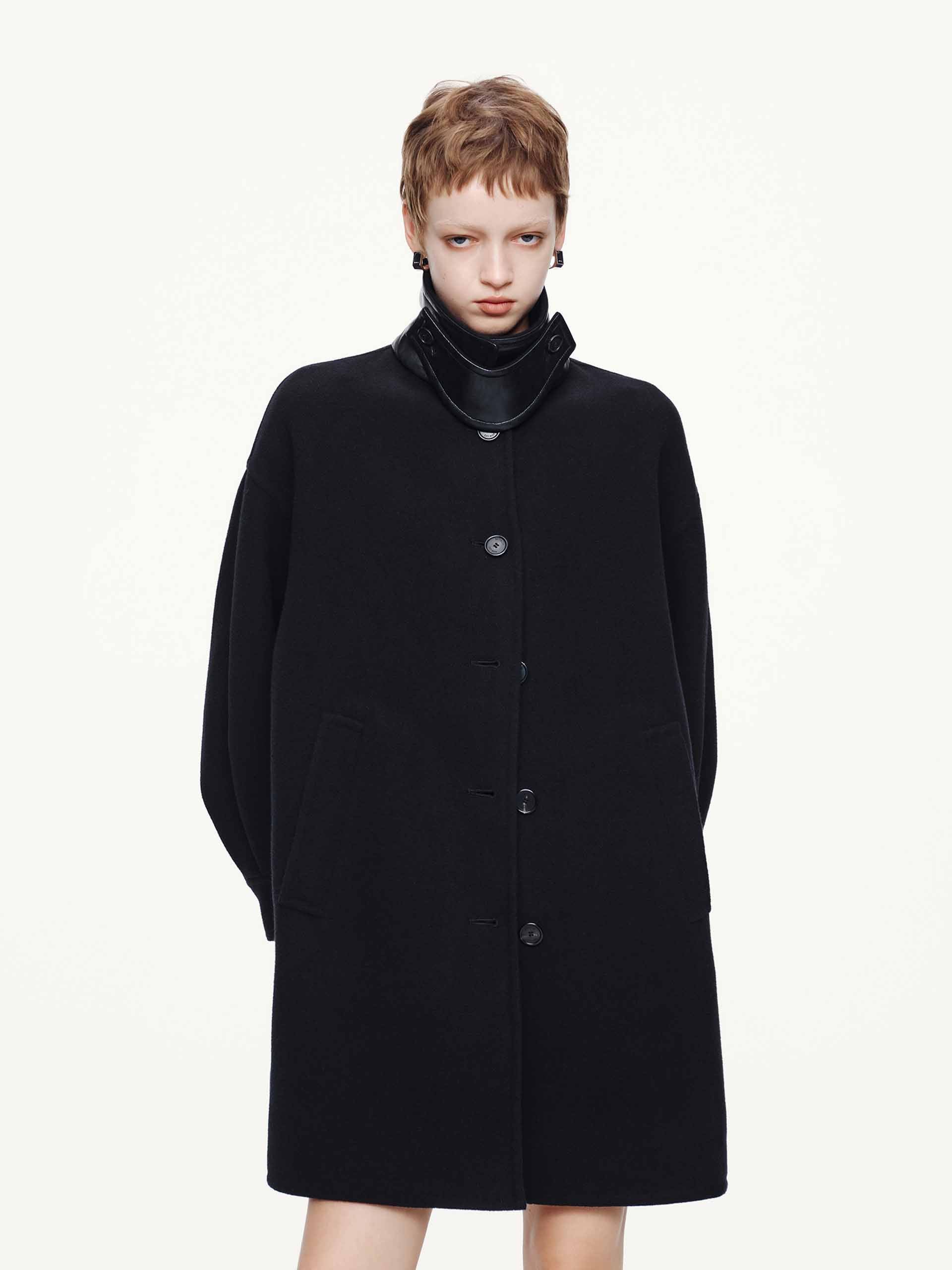Removable Collar Wool Coat