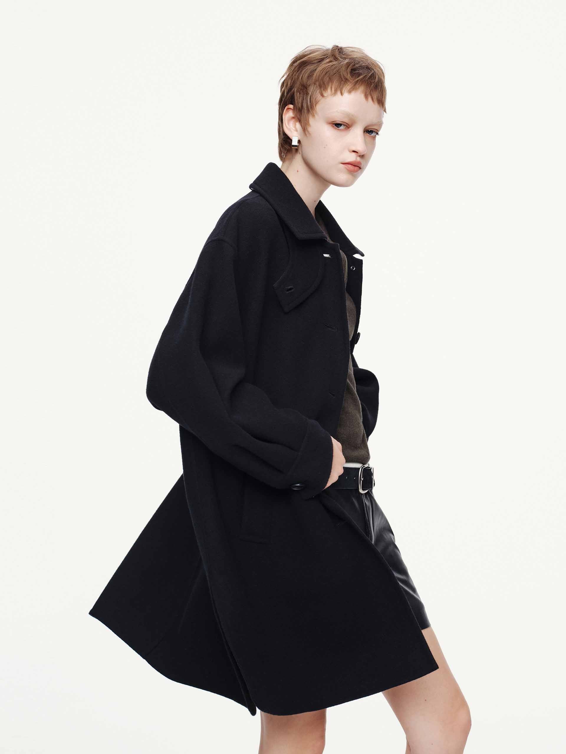 Removable Collar Wool Coat
