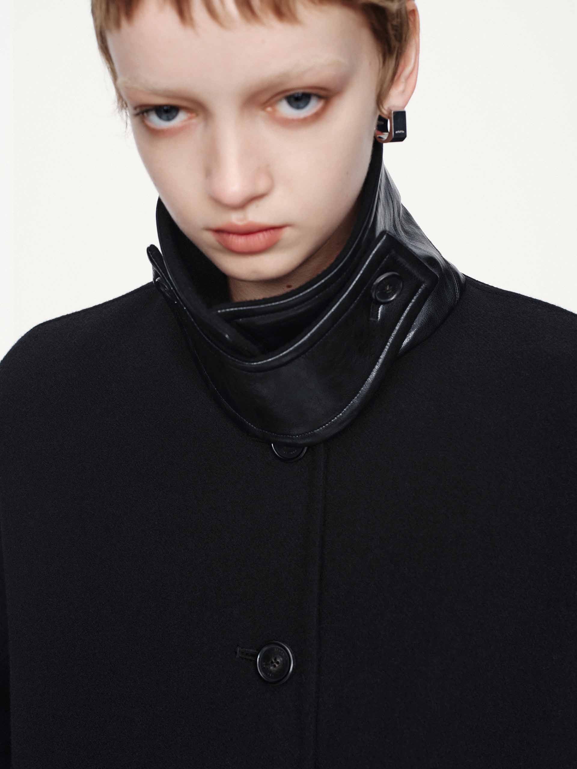 Removable Collar Wool Coat