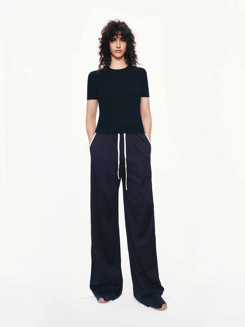 Contrast Trim Drawstring Trousers