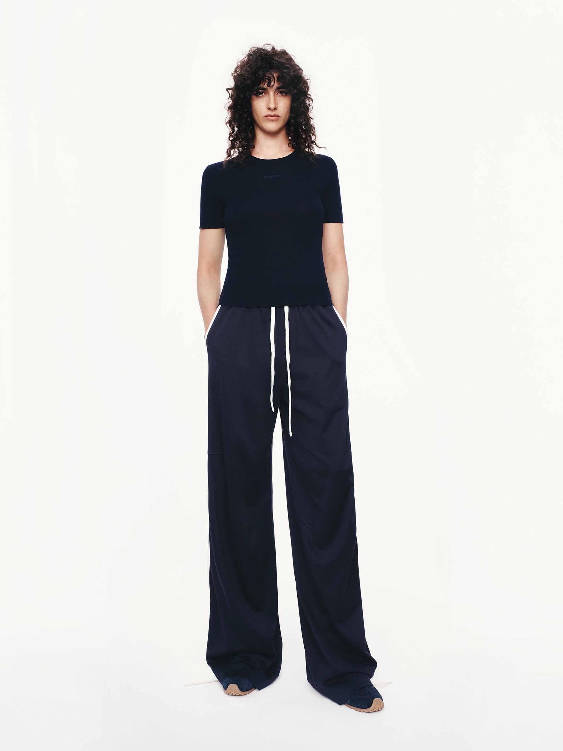 Contrast Trim Drawstring Trousers