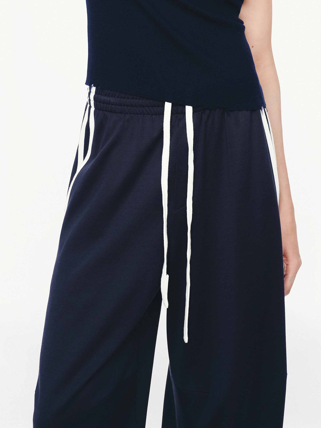 Contrast Trim Drawstring Trousers