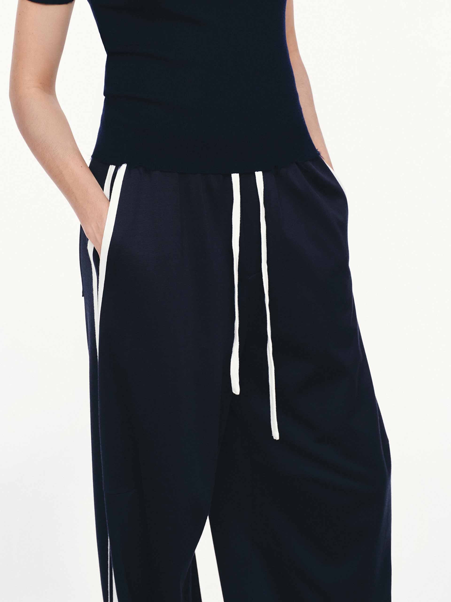 Contrast Trim Drawstring Trousers