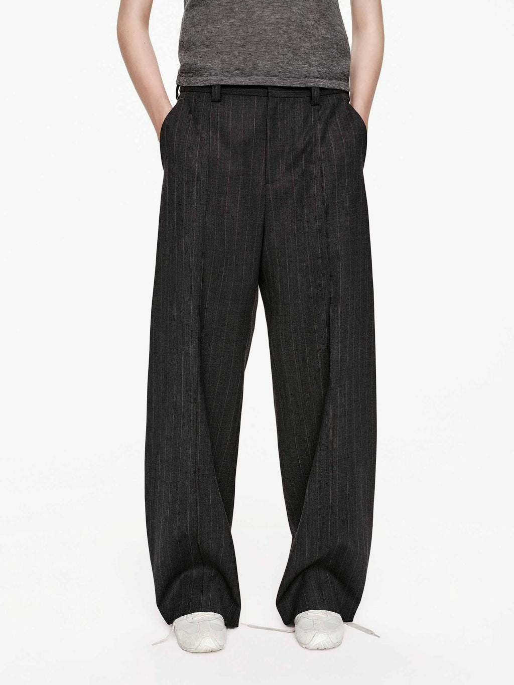 Pinstripe Barrel Leg Trousers
