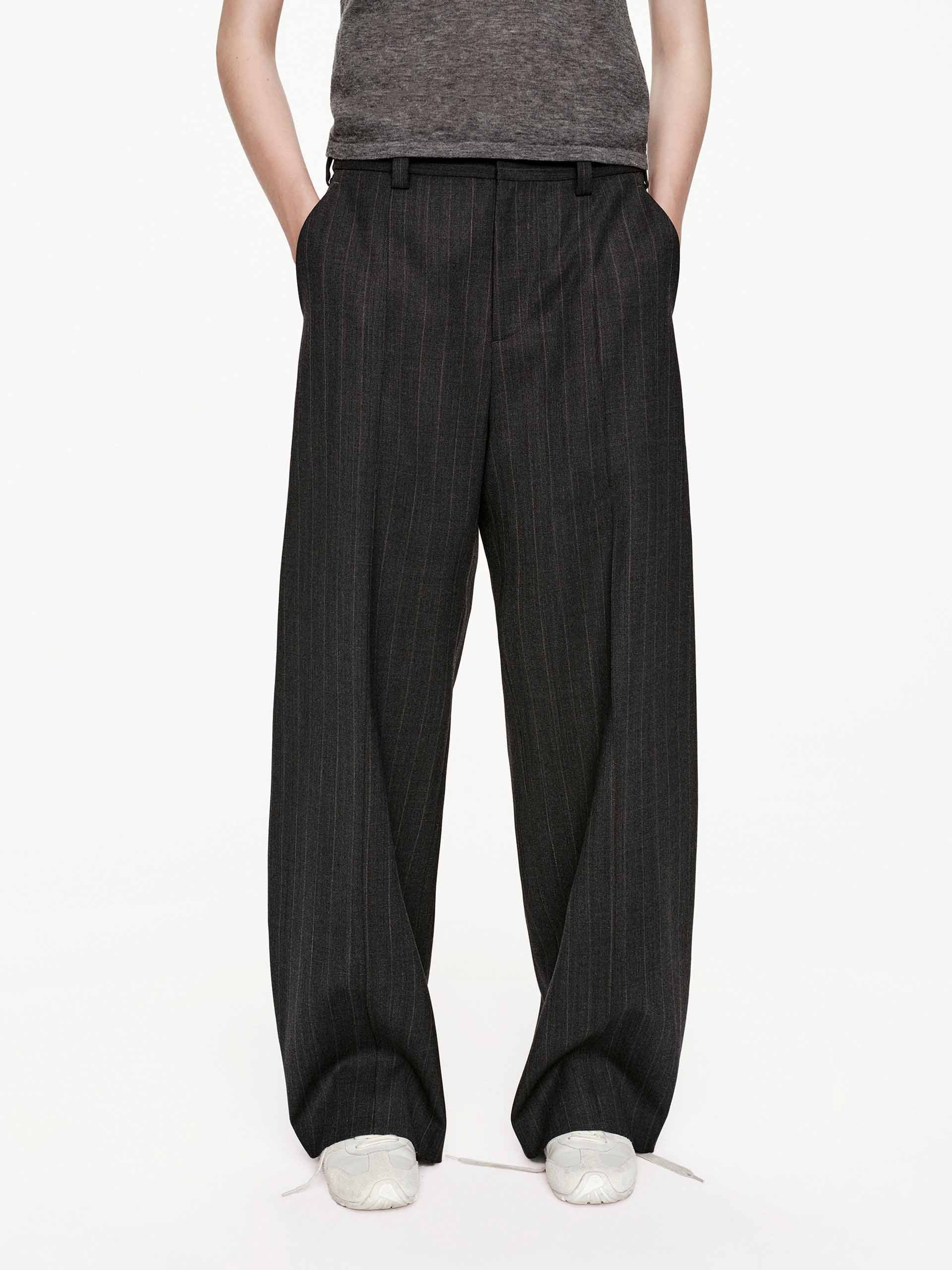 Pinstripe Barrel Leg Trousers
