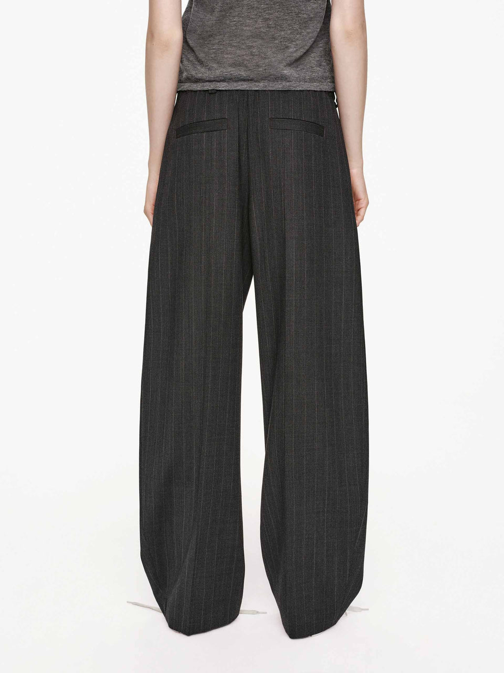Pinstripe Barrel Leg Trousers