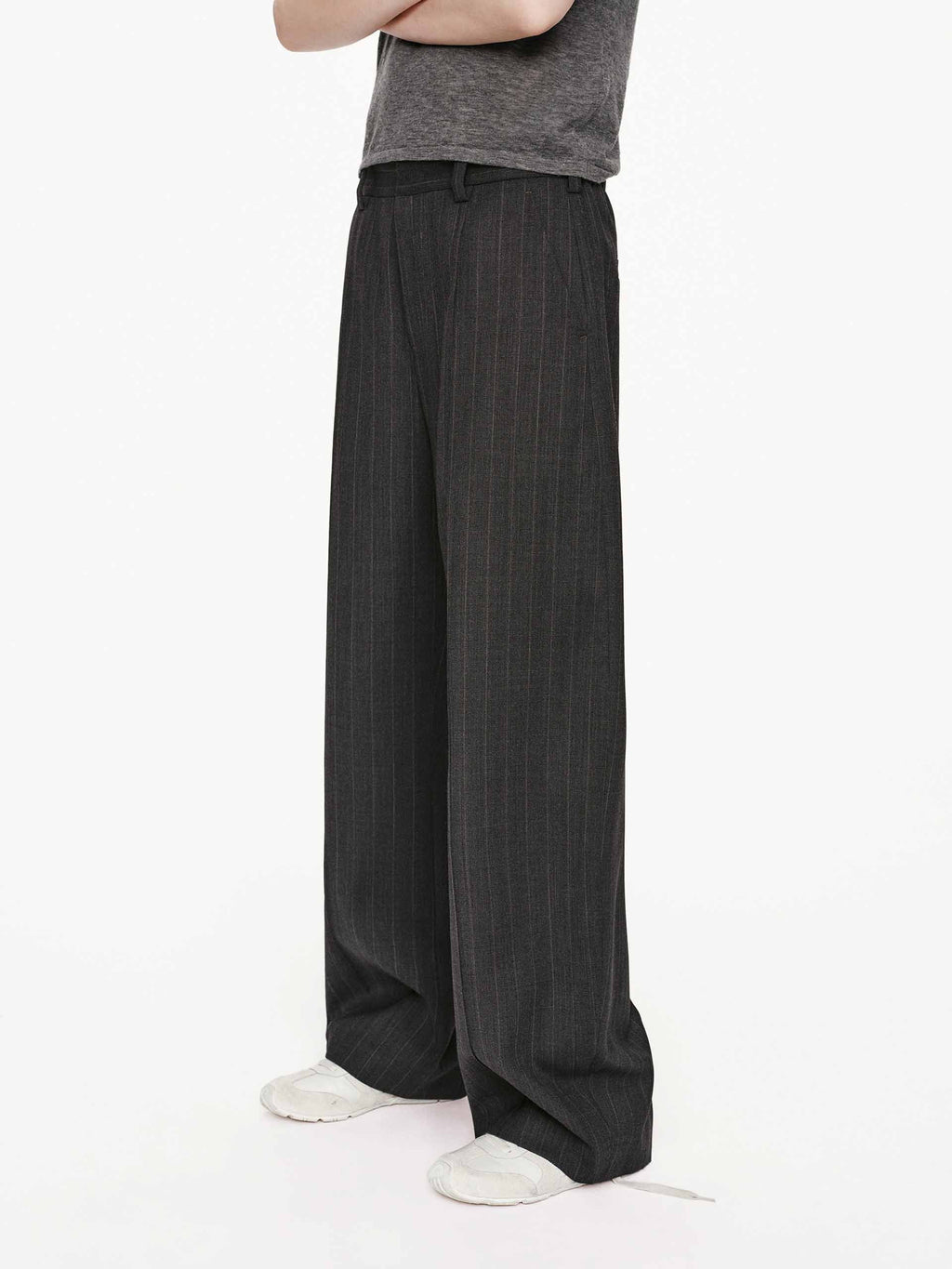 Pinstripe Barrel Leg Trousers