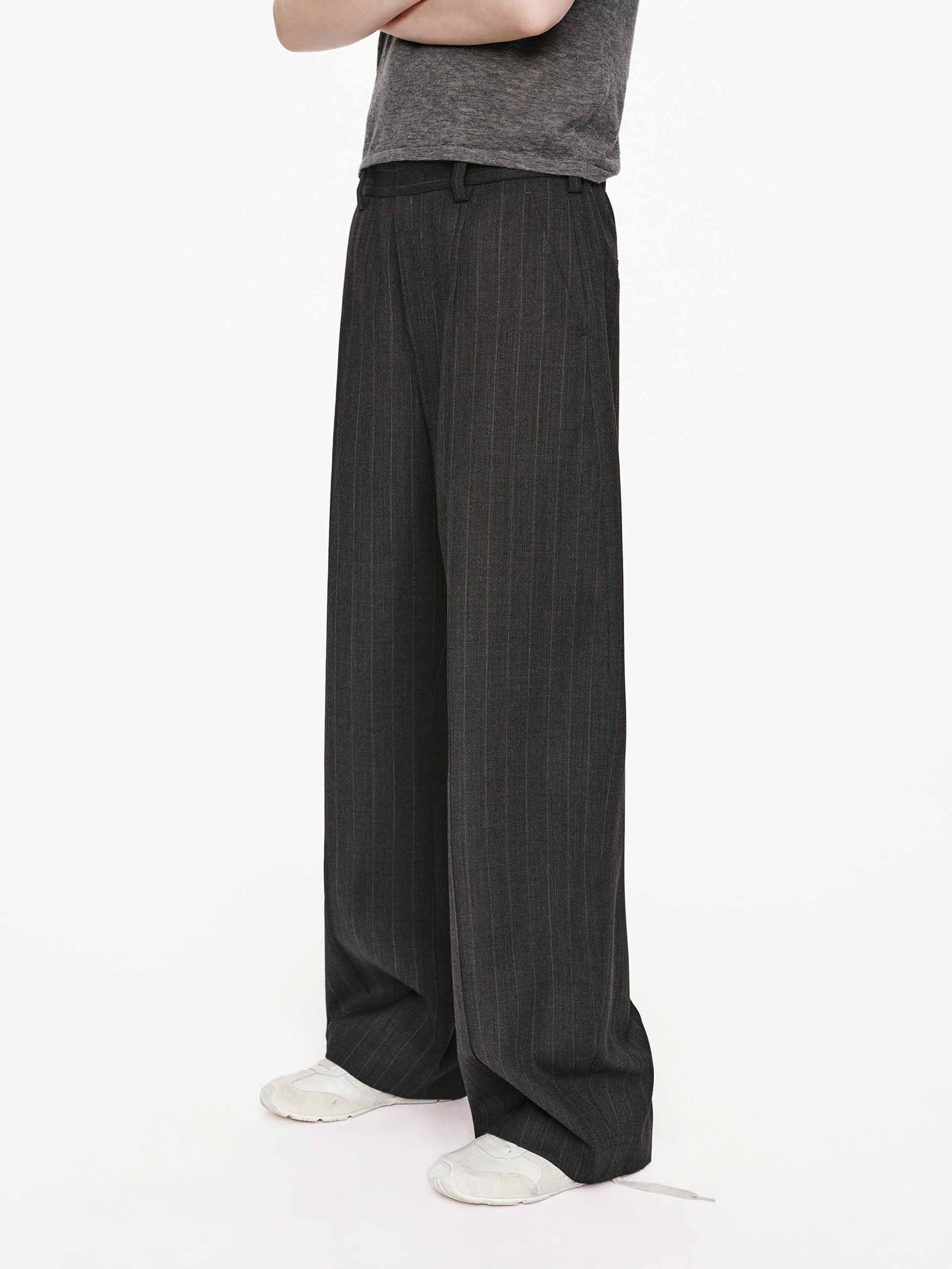 Pinstripe Barrel Leg Trousers