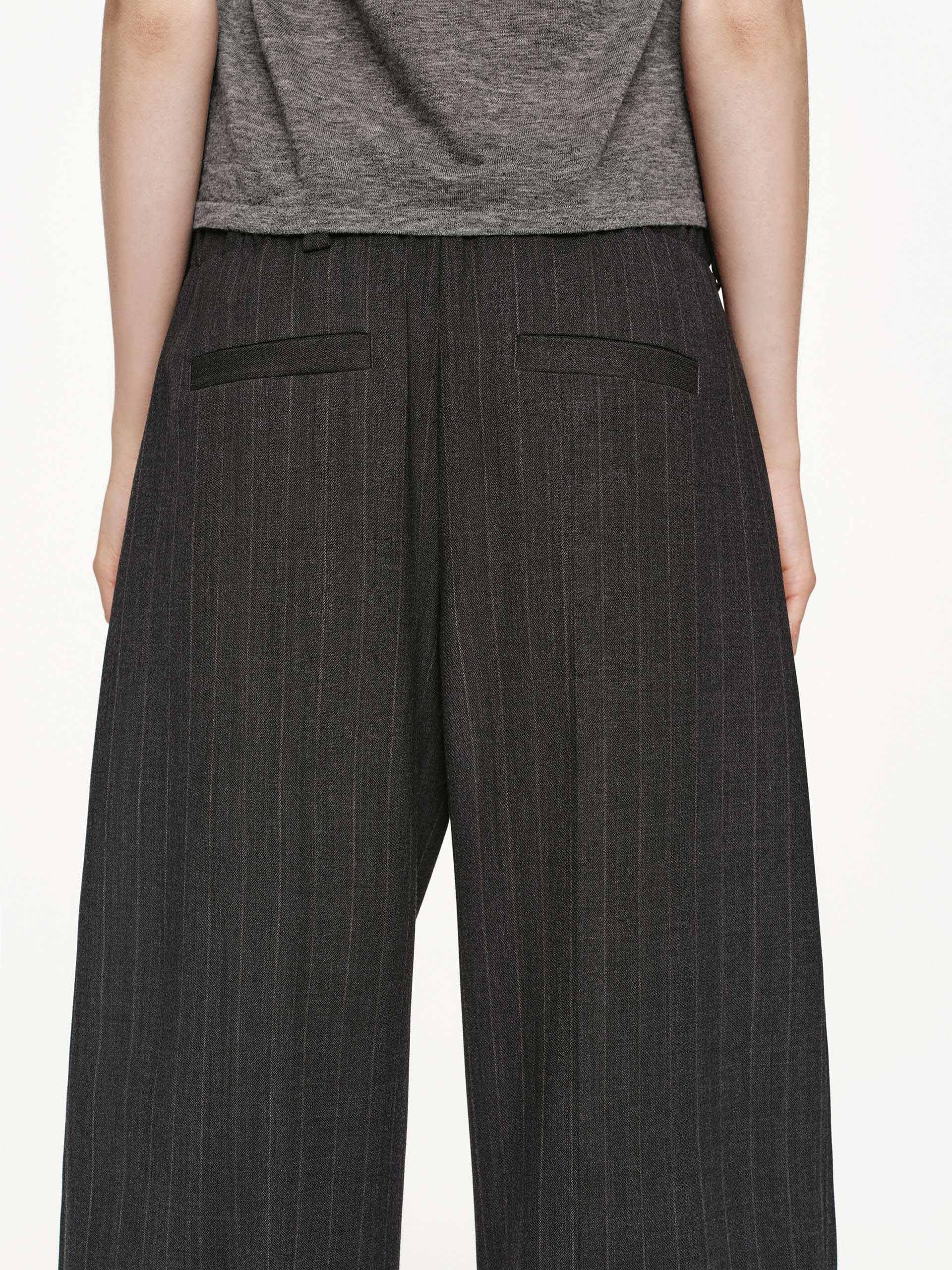 Pinstripe Barrel Leg Trousers