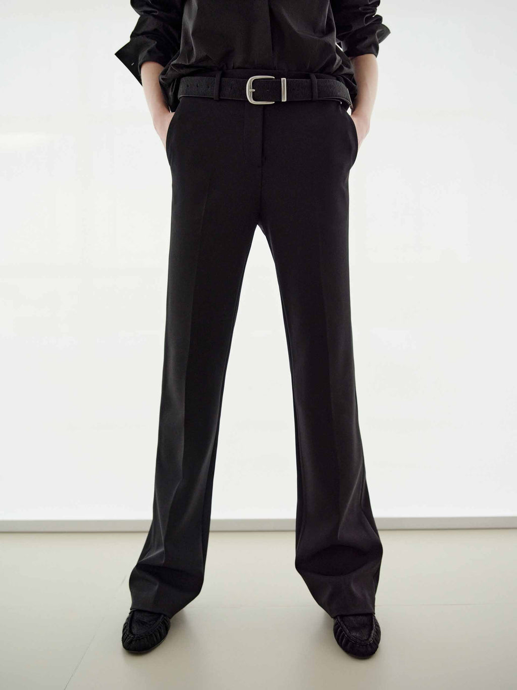 Mid Waist Straight Black Pants
