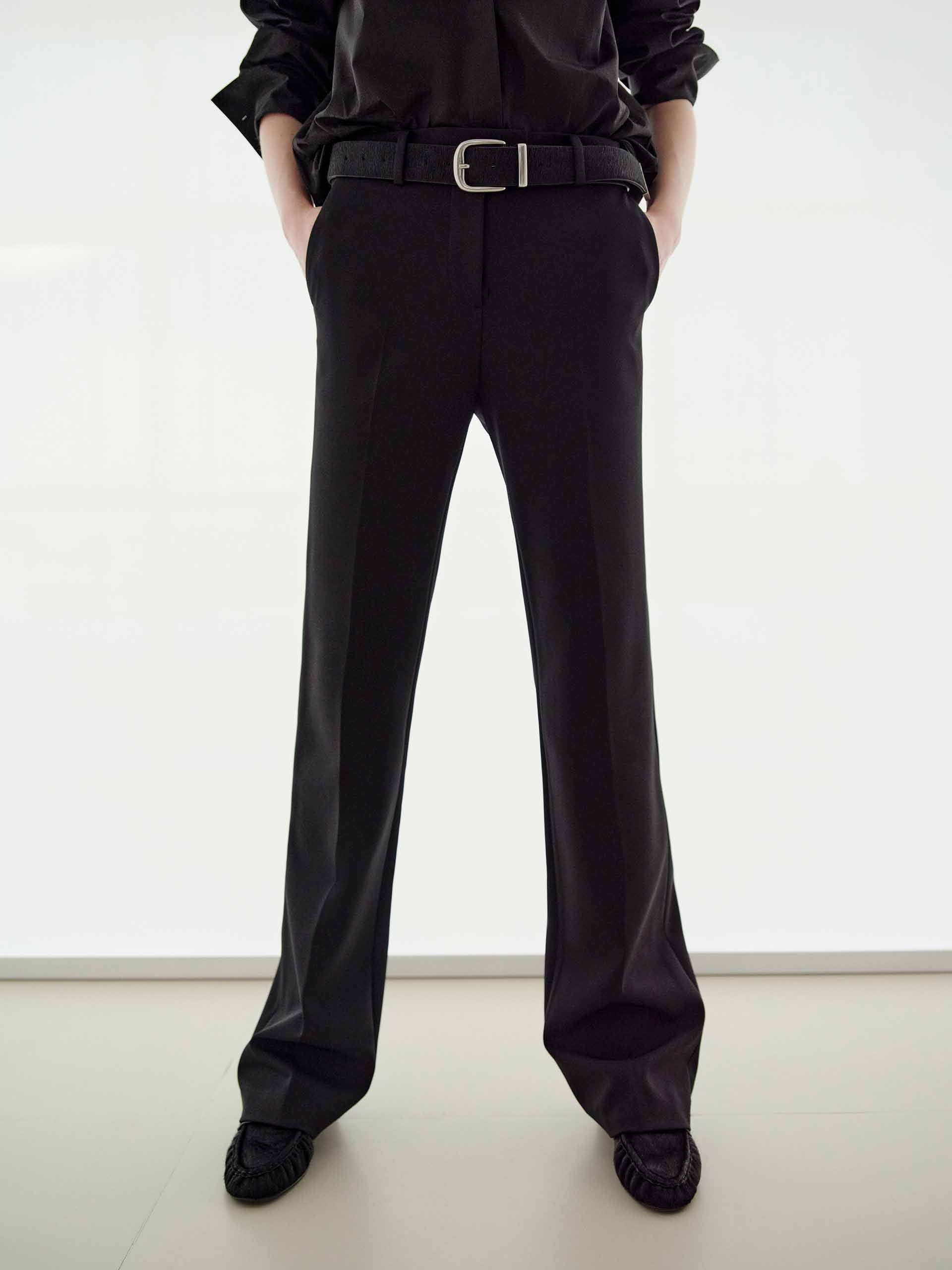 Mid Waist Straight Black Pants