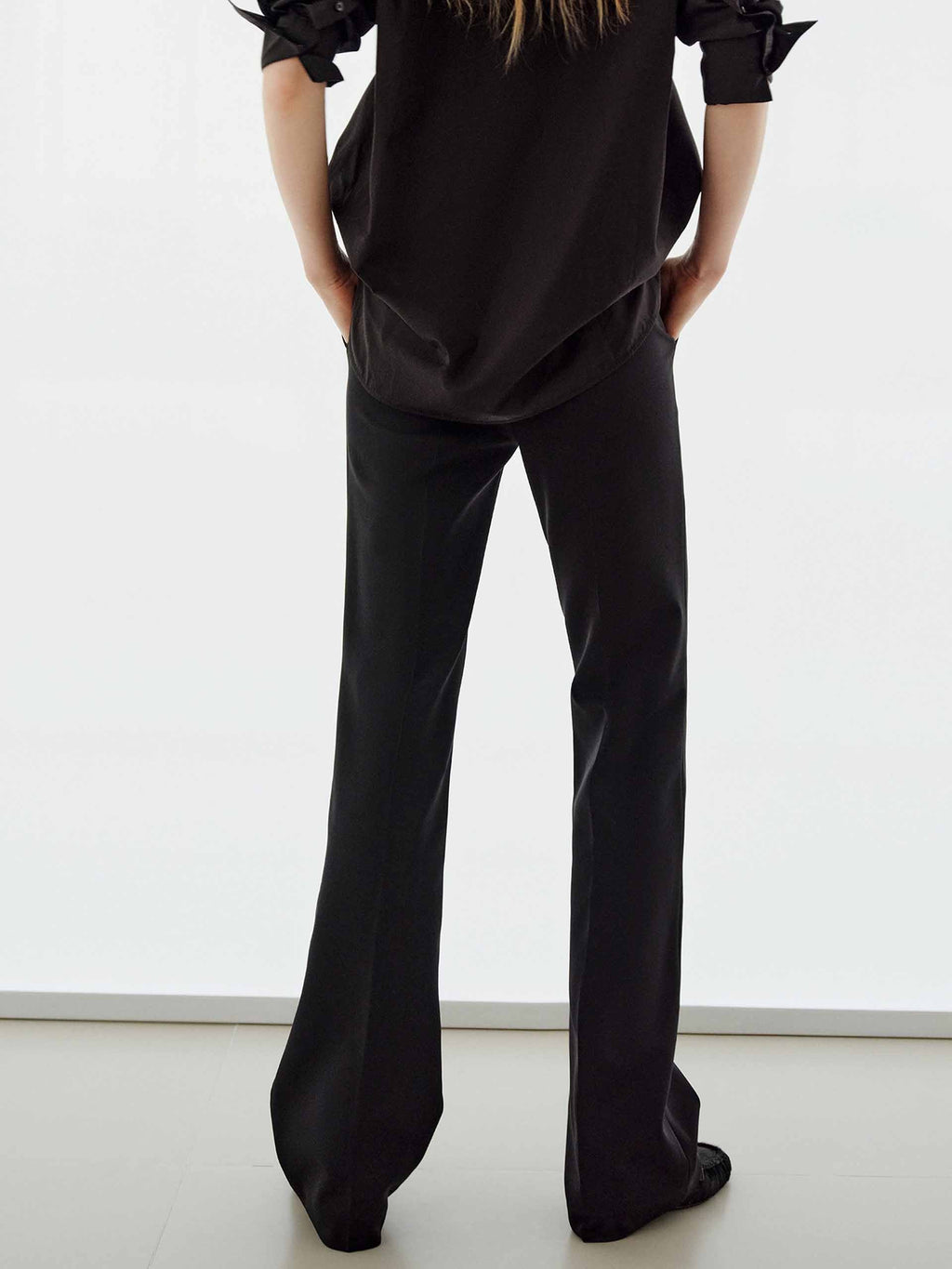 Mid Waist Straight Black Pants