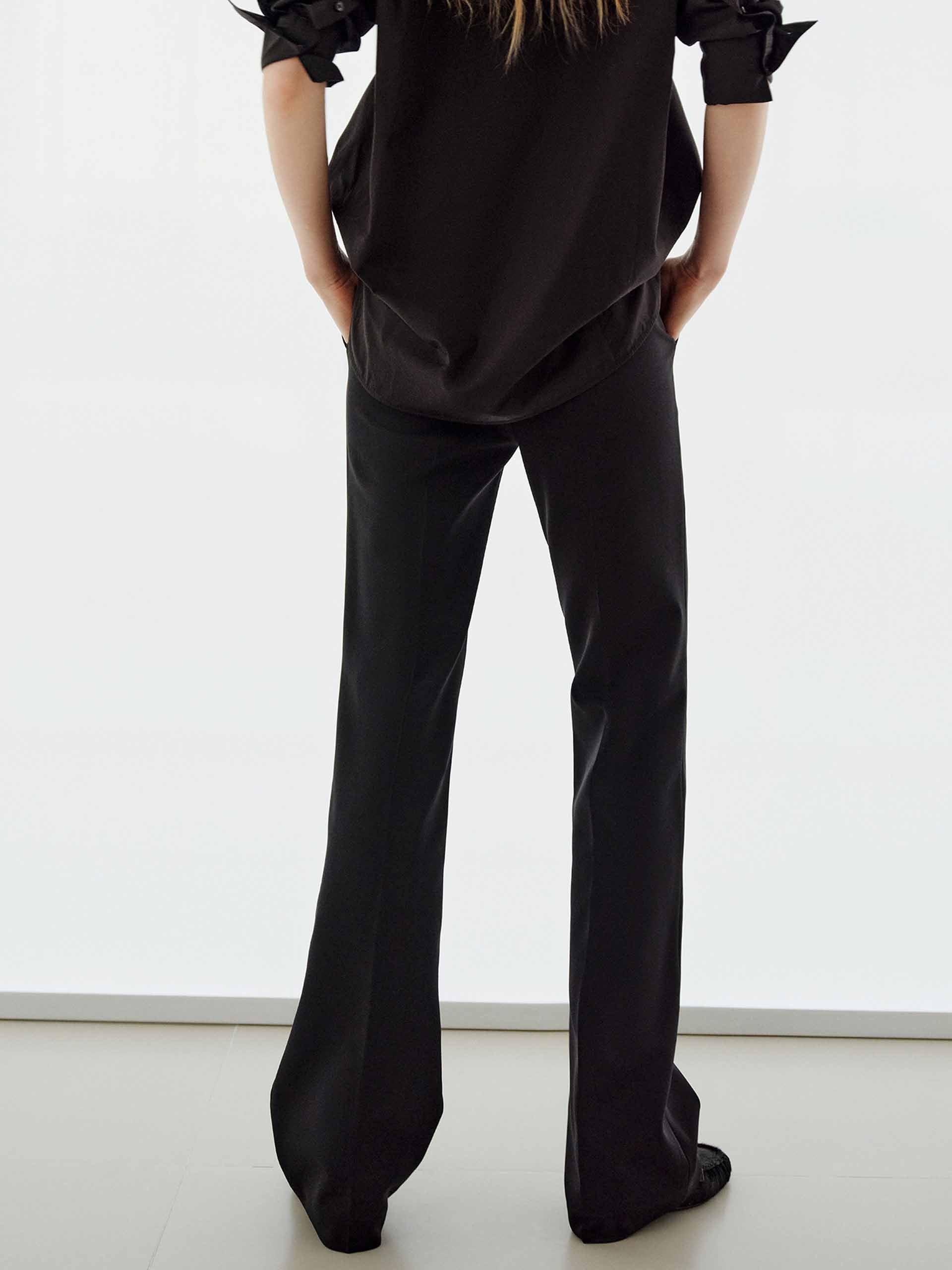 Mid Waist Straight Black Pants