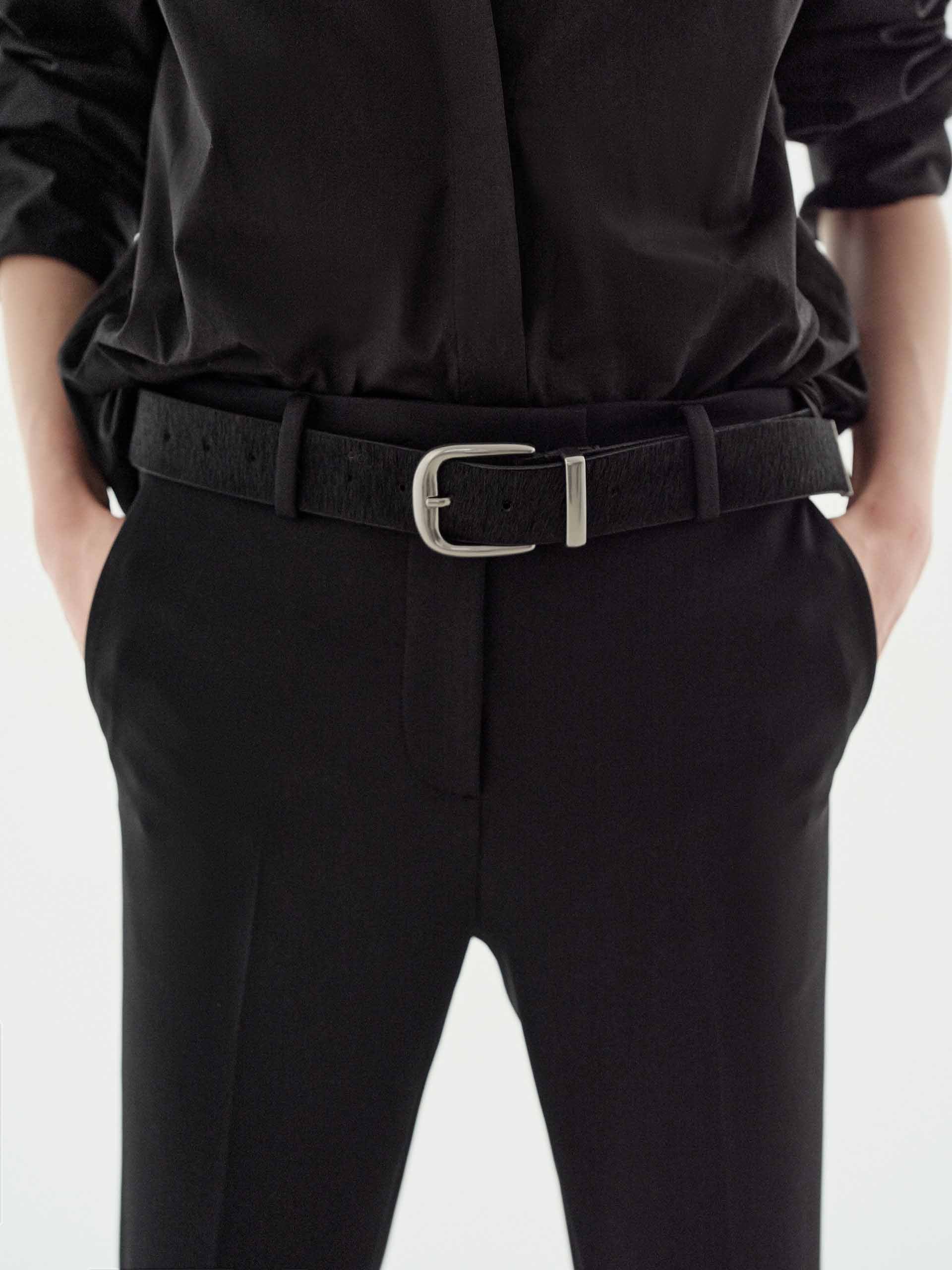 Mid Waist Straight Black Pants