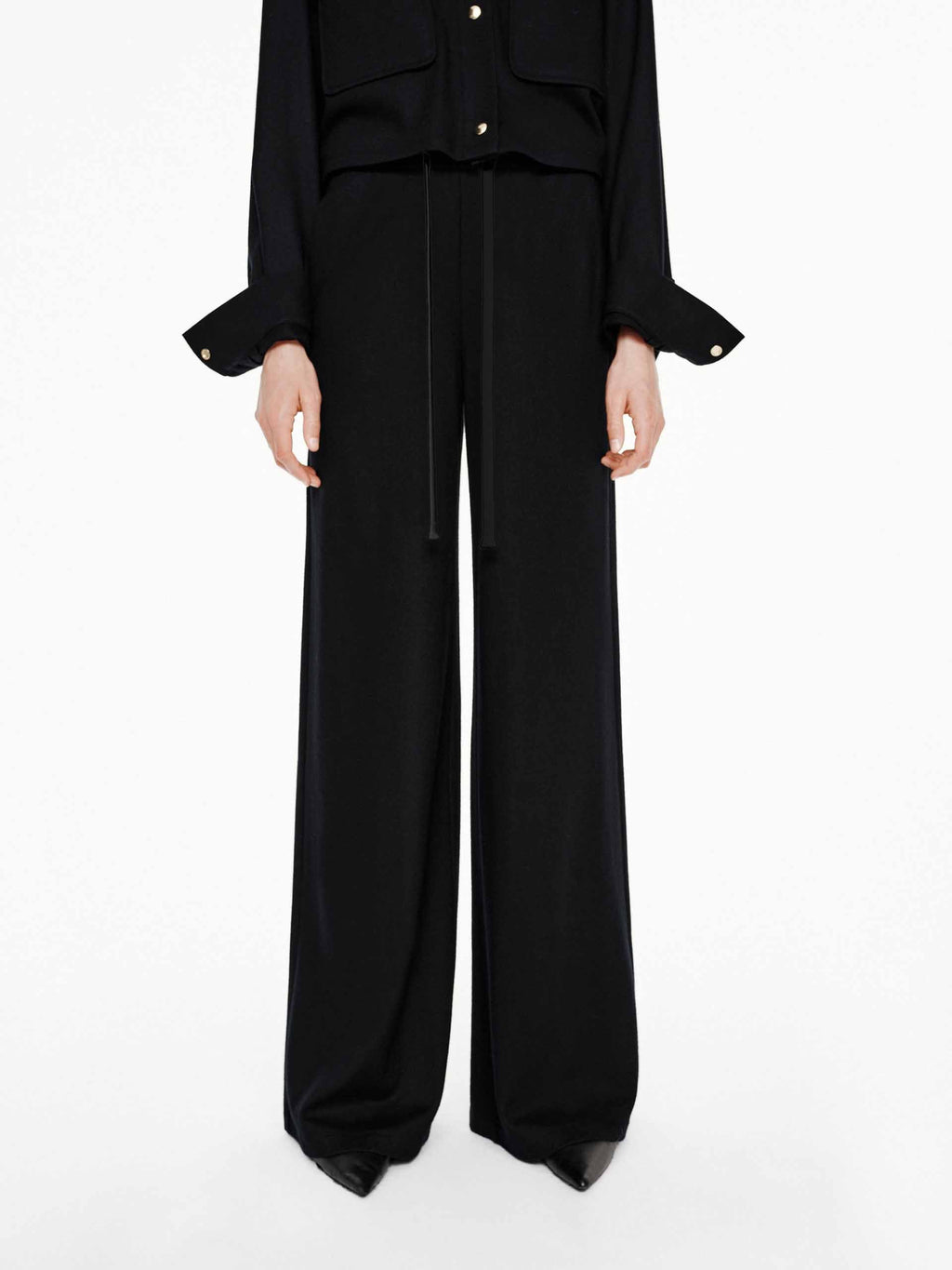 Wool Blend Relaxed Trousers