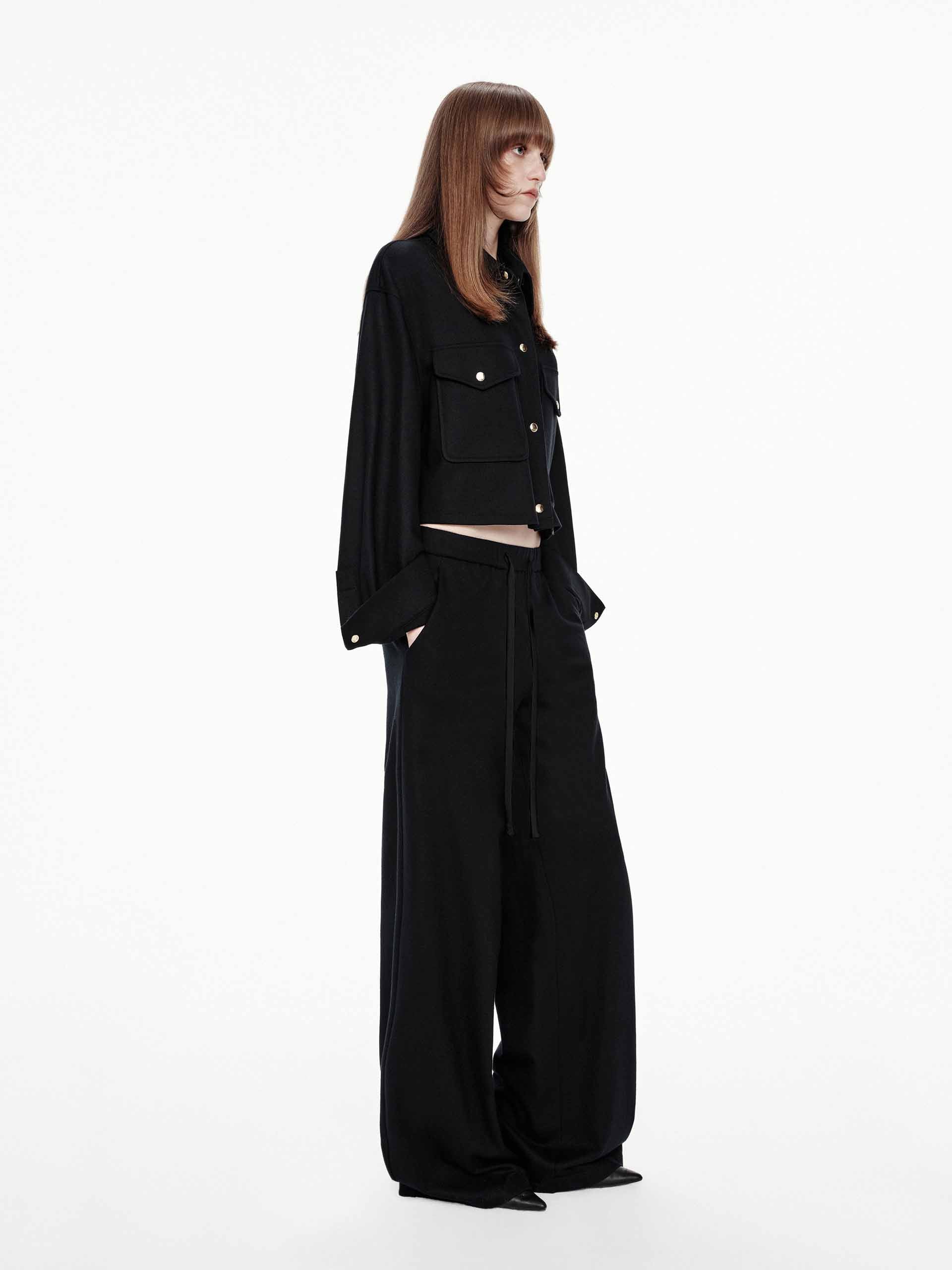 Wool Blend Relaxed Trousers