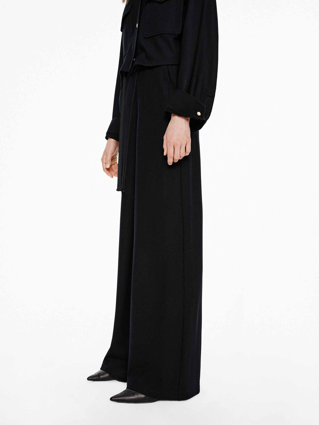 Wool Blend Relaxed Trousers