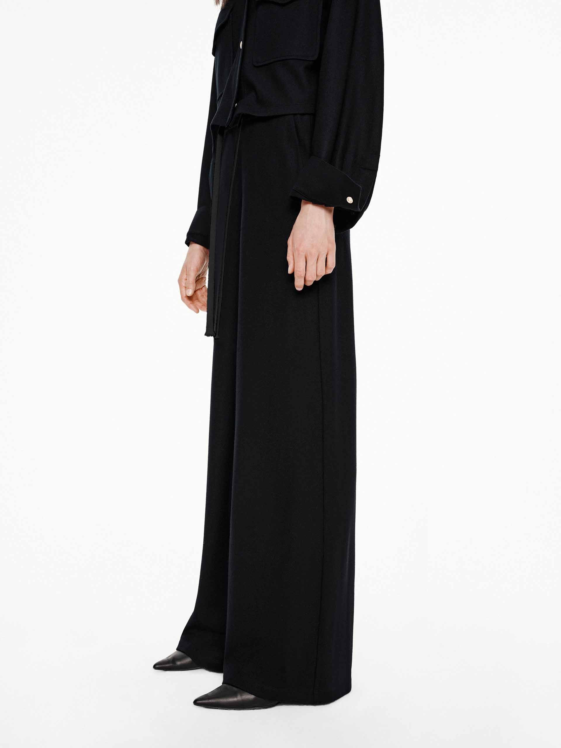 Wool Blend Relaxed Trousers