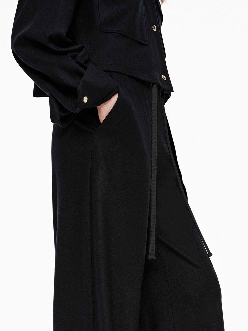 Wool Blend Relaxed Trousers