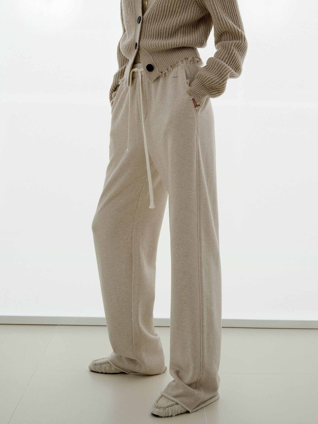 Cotton Drawstring Detail Trousers