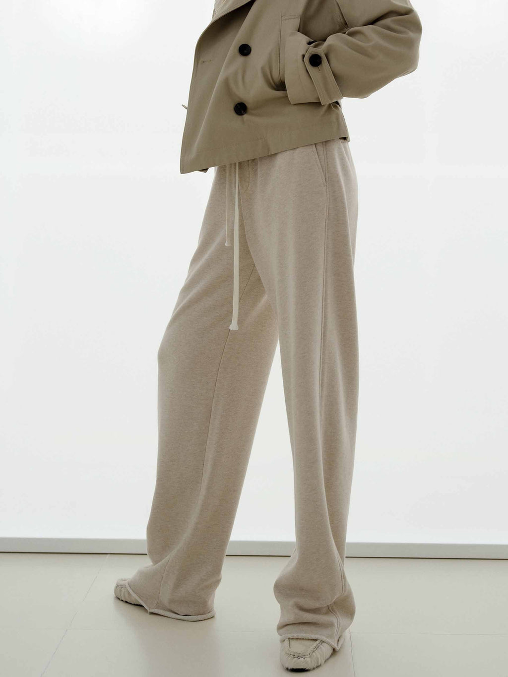 Cotton Drawstring Detail Trousers