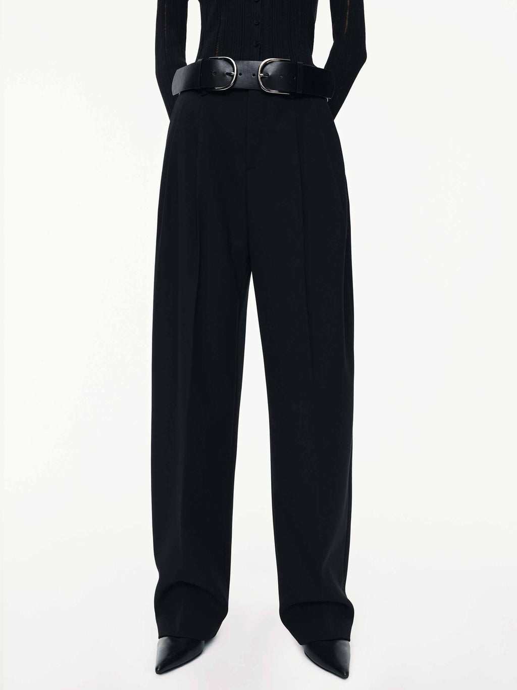 Barrel Leg Pleated Trousers