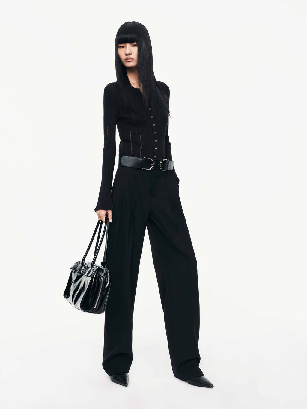 Barrel Leg Pleated Trousers