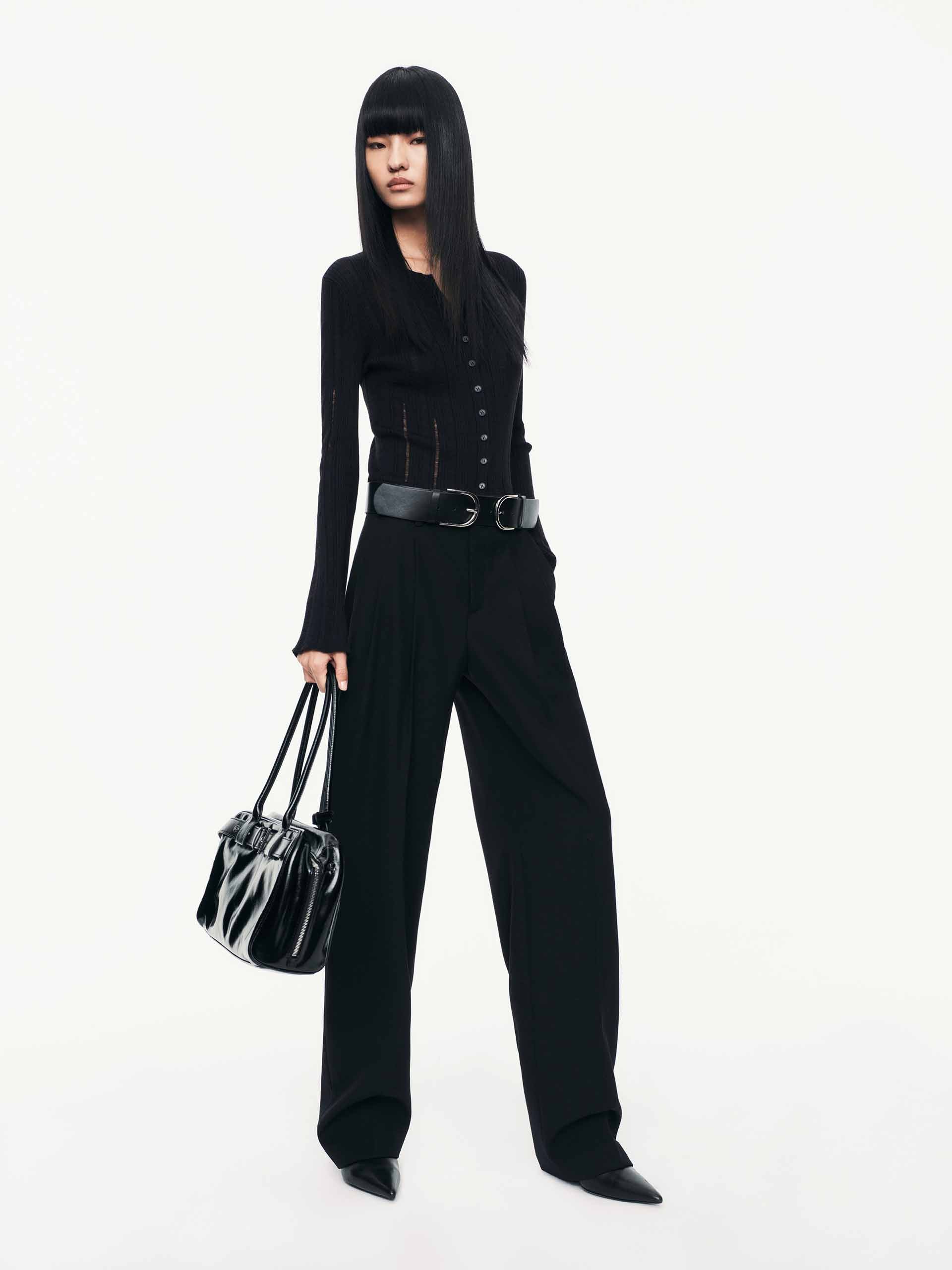 Barrel Leg Pleated Trousers