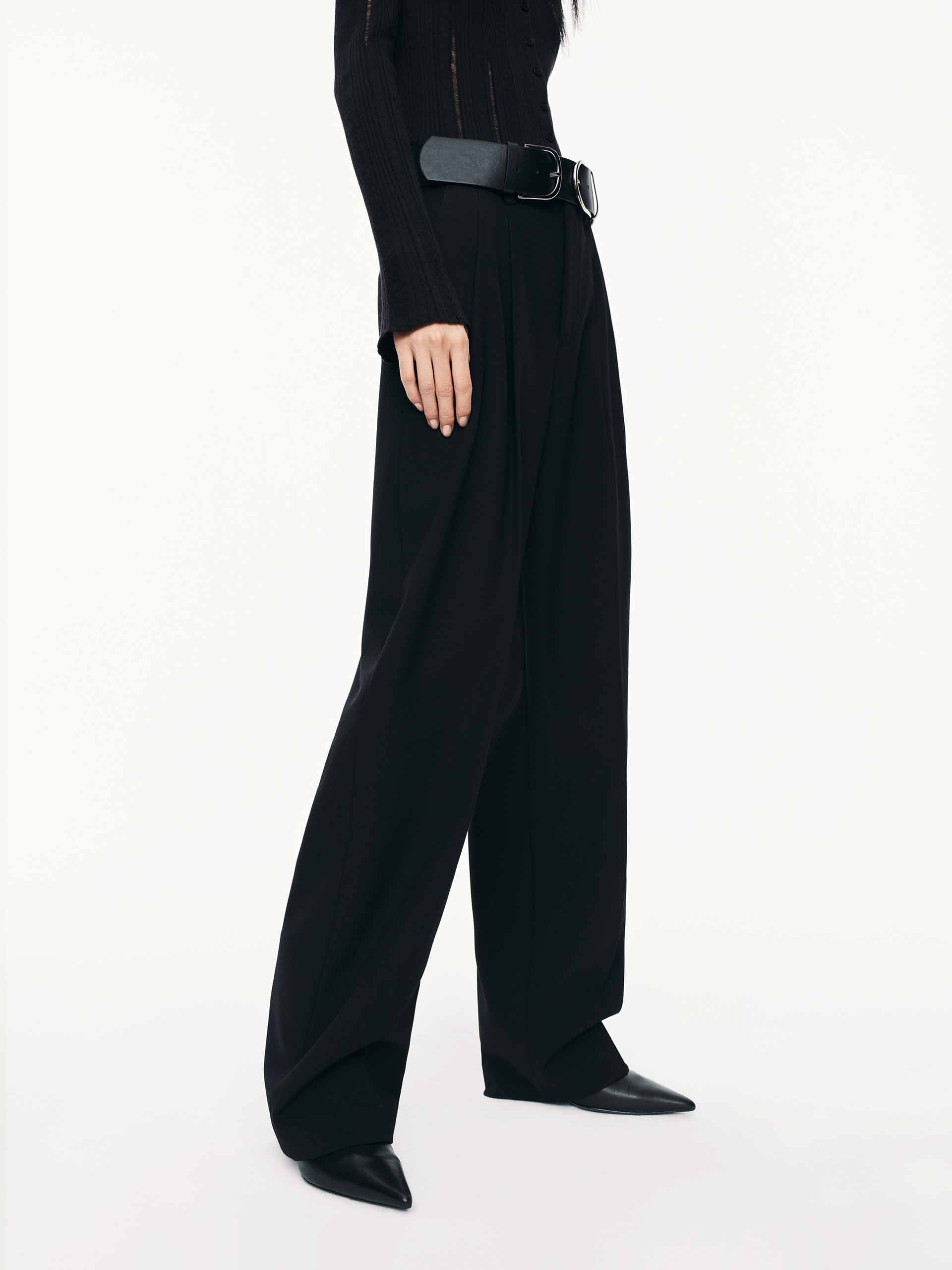 Barrel Leg Pleated Trousers