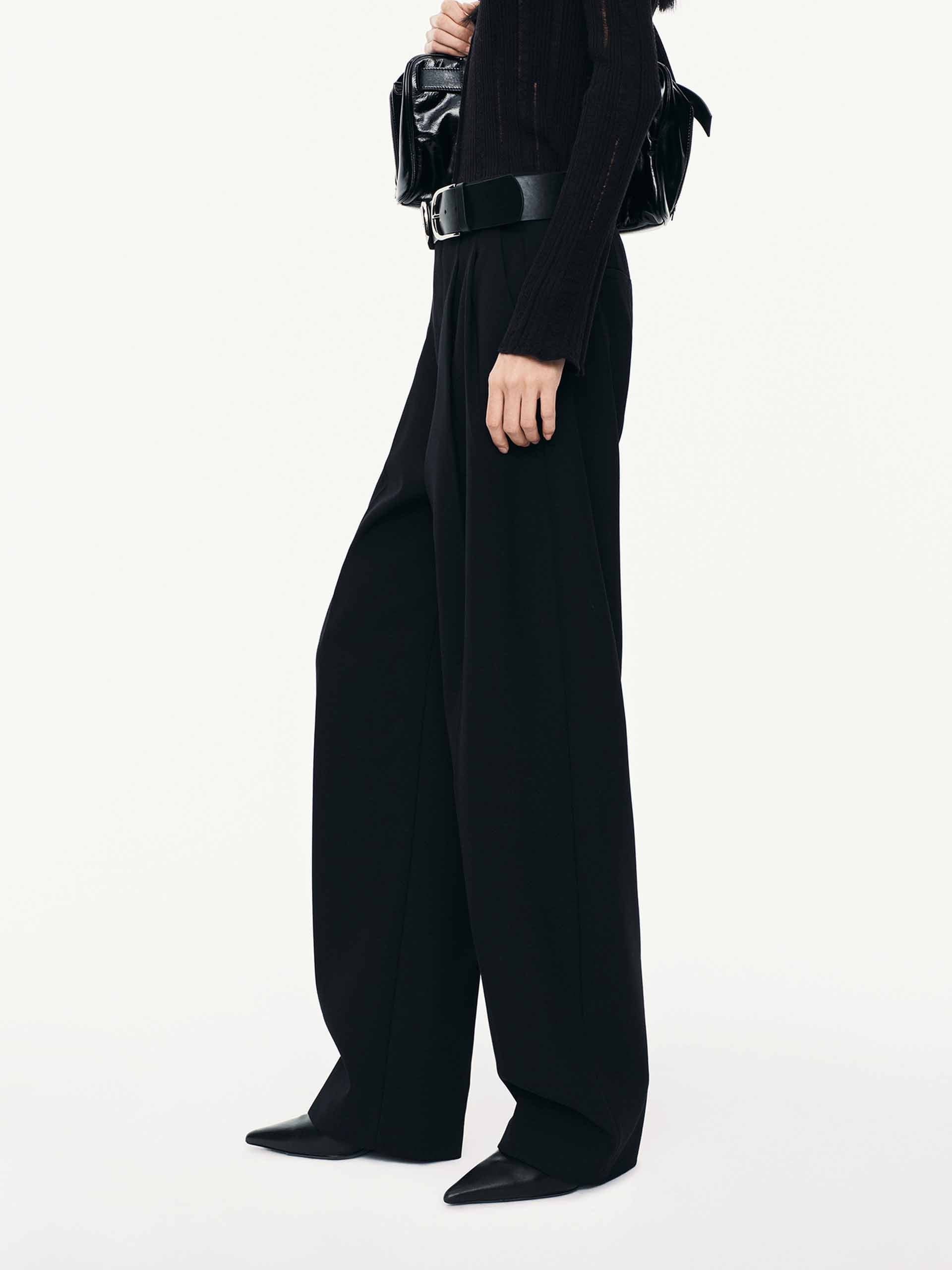 Barrel Leg Pleated Trousers