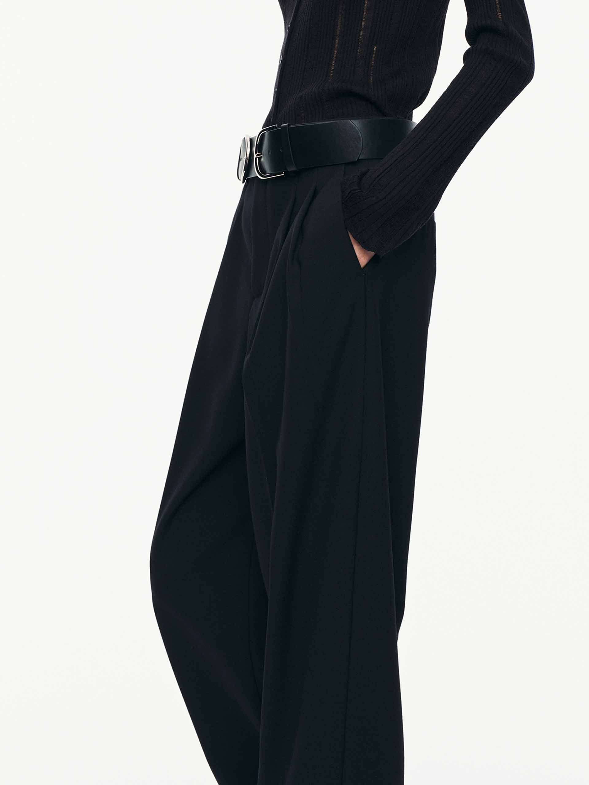 Barrel Leg Pleated Trousers