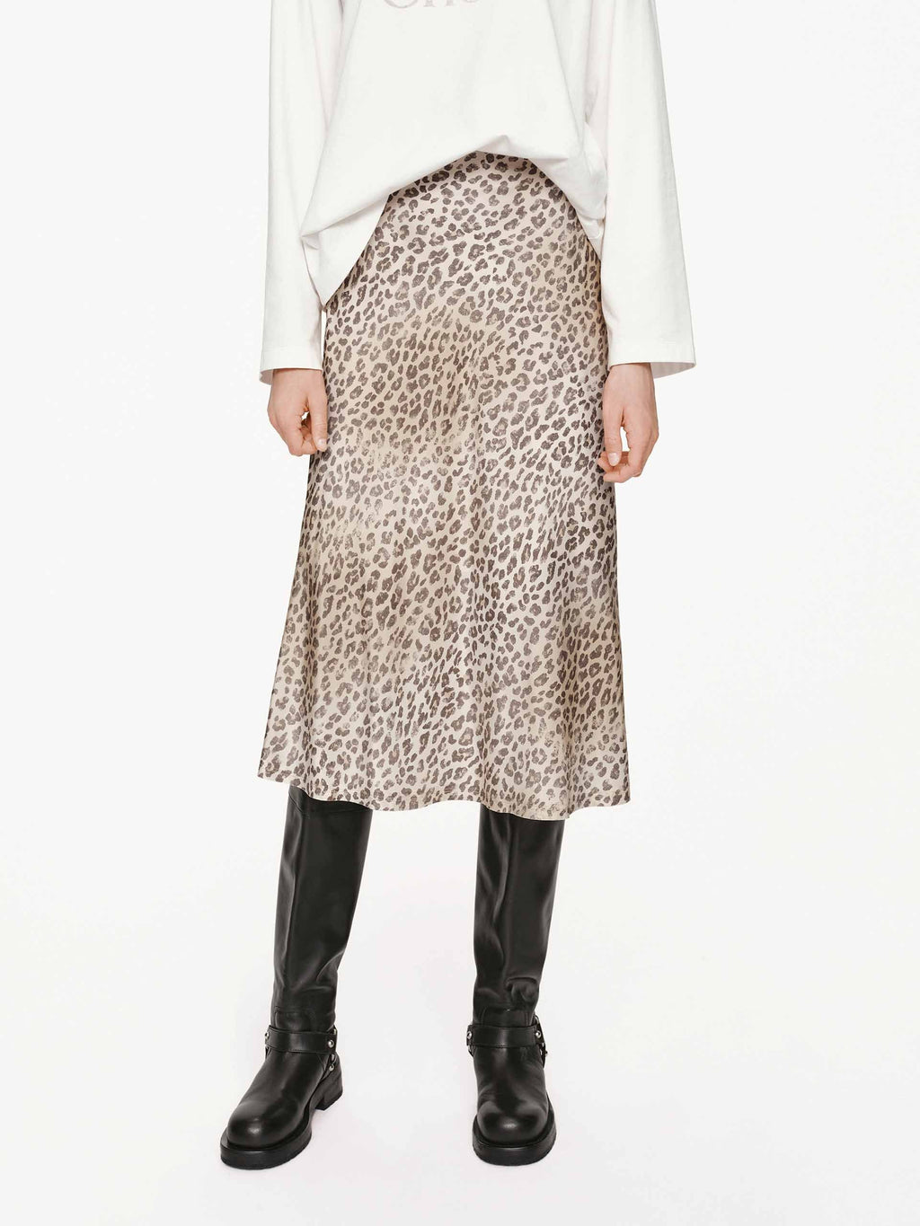 Leopard Print Silk Skirt