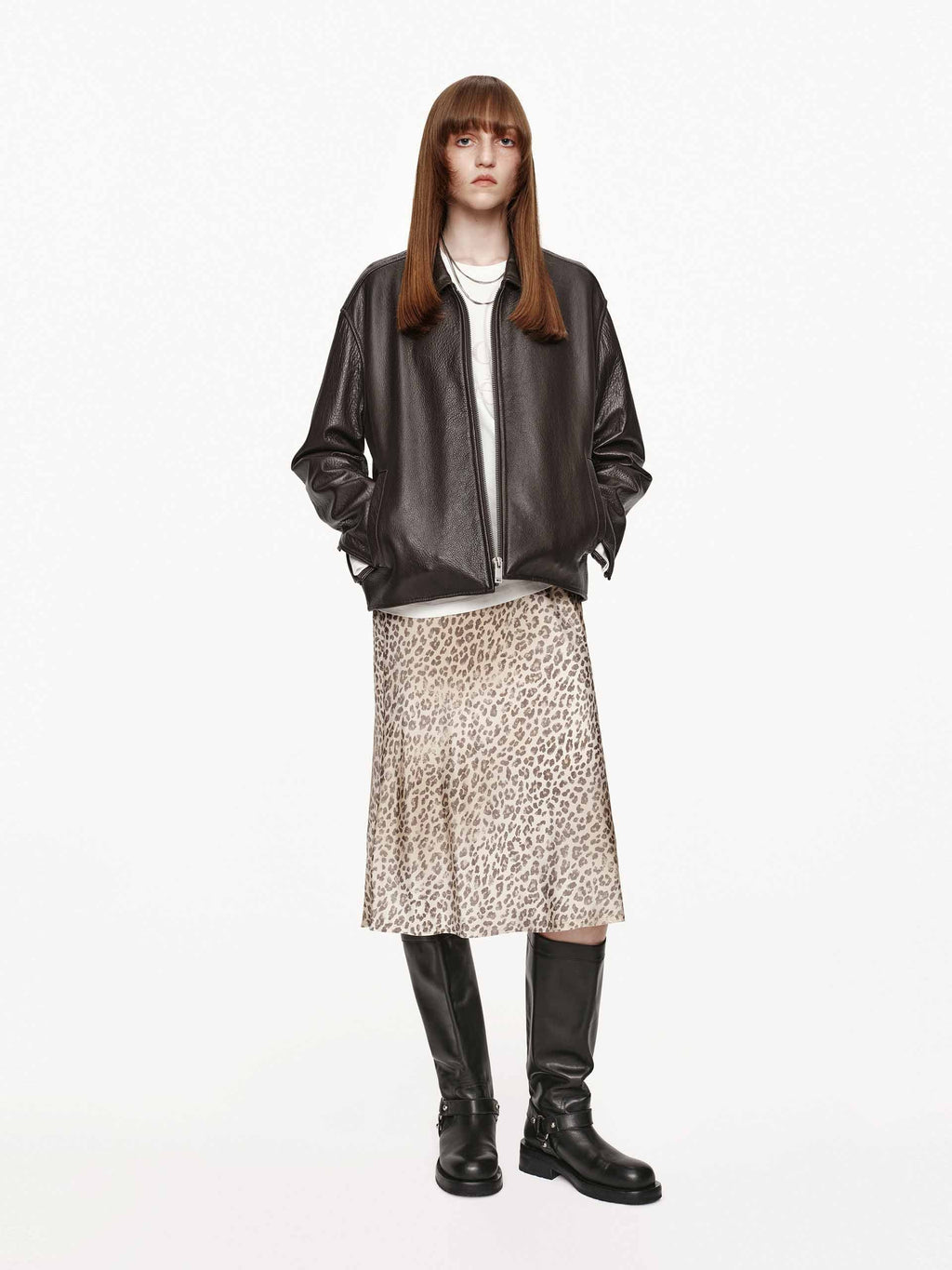 Leopard Print Silk Skirt