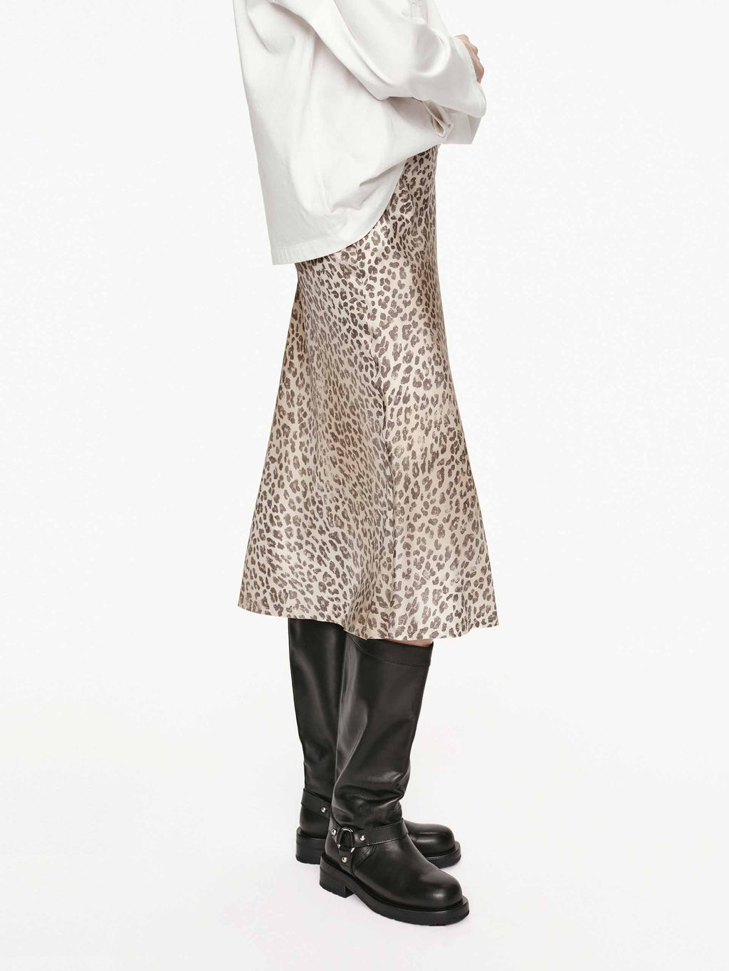 Leopard Print Silk Skirt