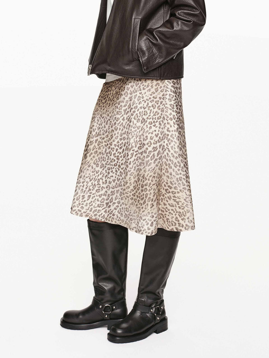 Leopard Print Silk Skirt