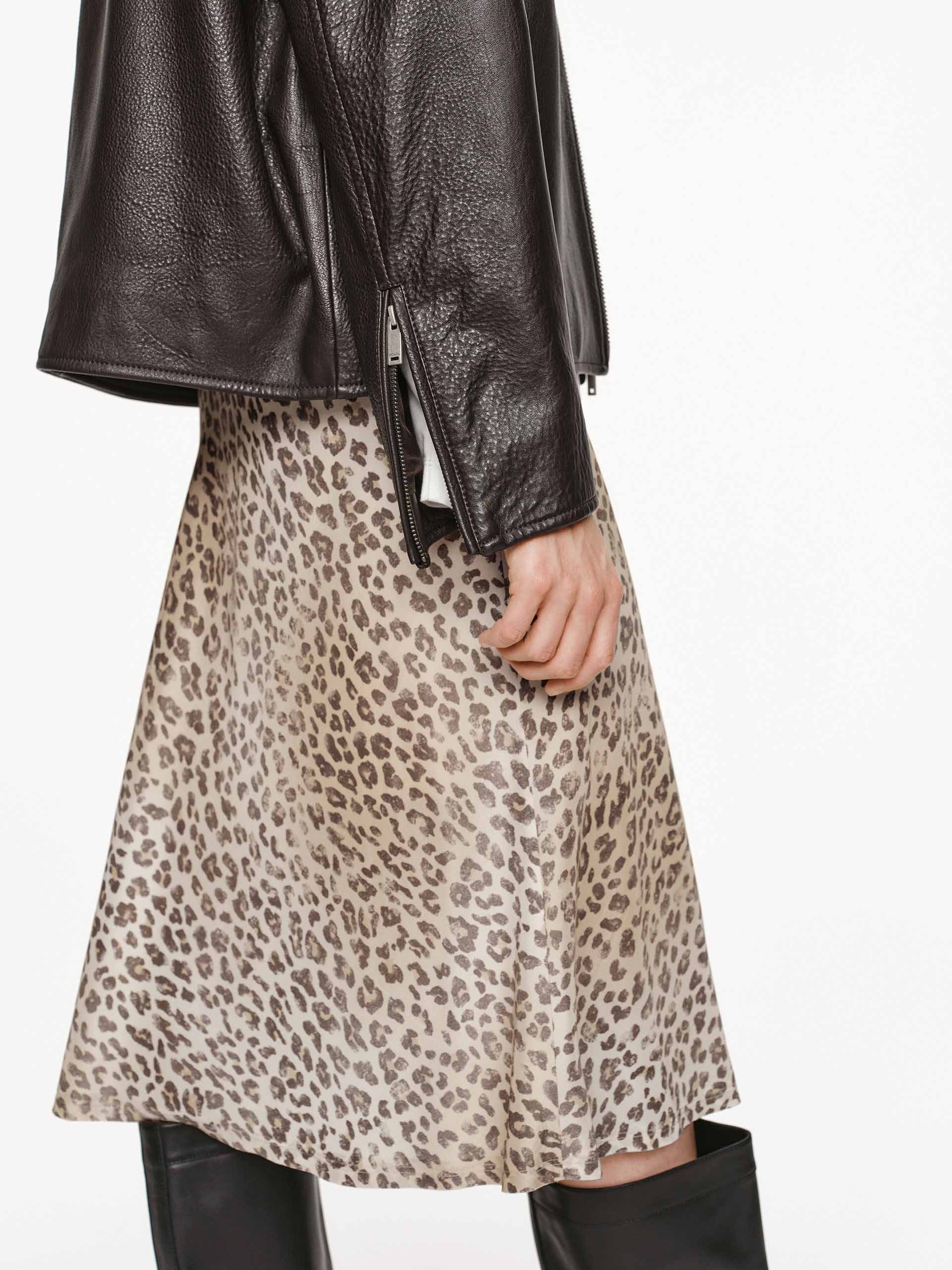 Leopard Print Silk Skirt