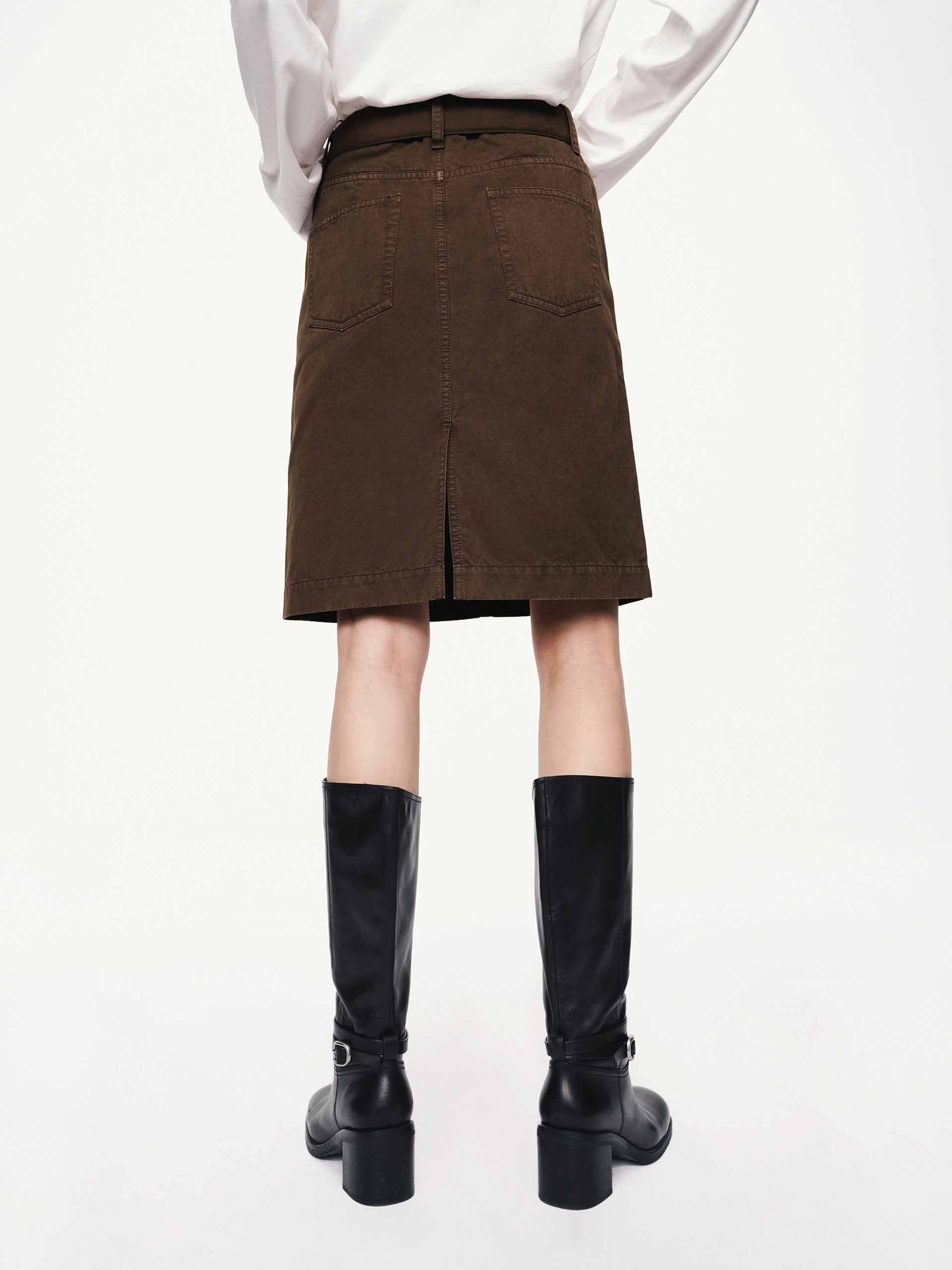Back Slit Cotton Mini Skirt