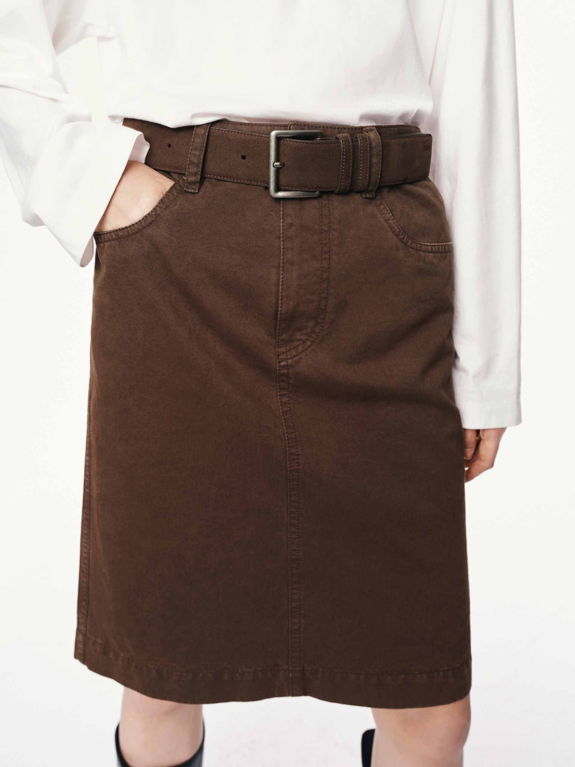 Back Slit Cotton Mini Skirt