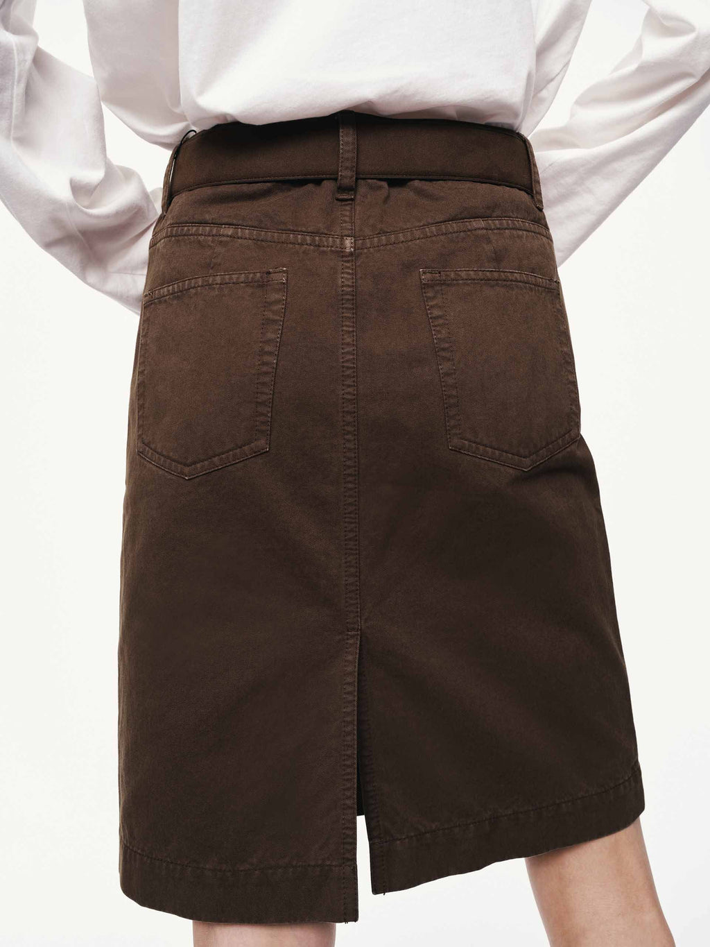 Back Slit Cotton Mini Skirt