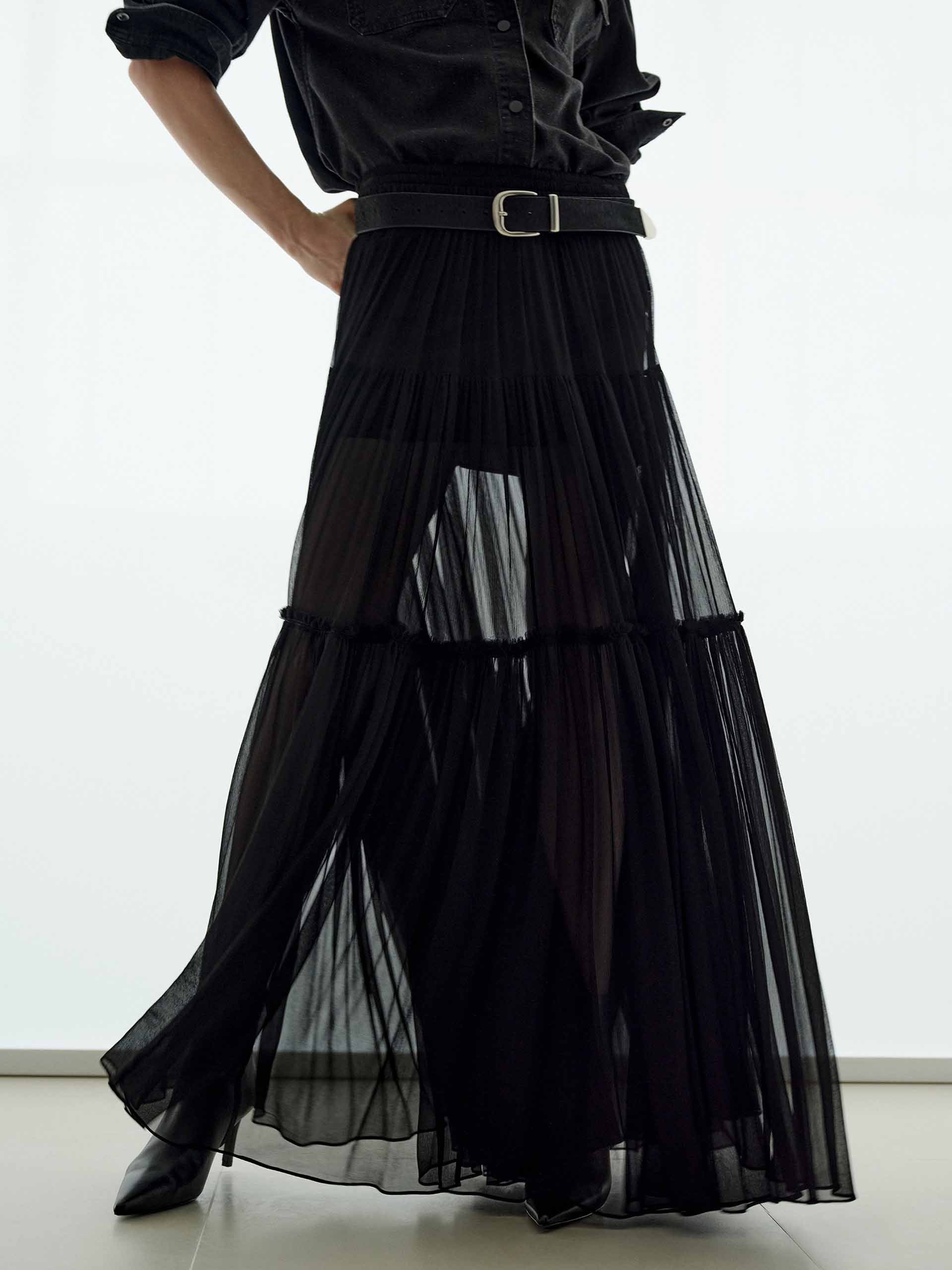 Semi-transparent Maxi Skirt