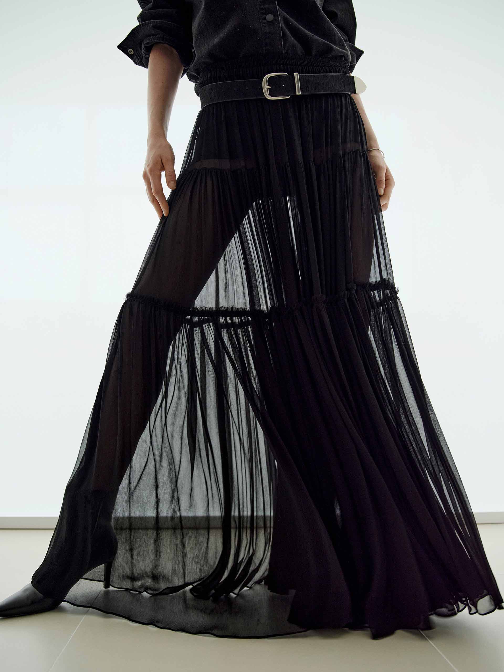 Semi-transparent Maxi Skirt