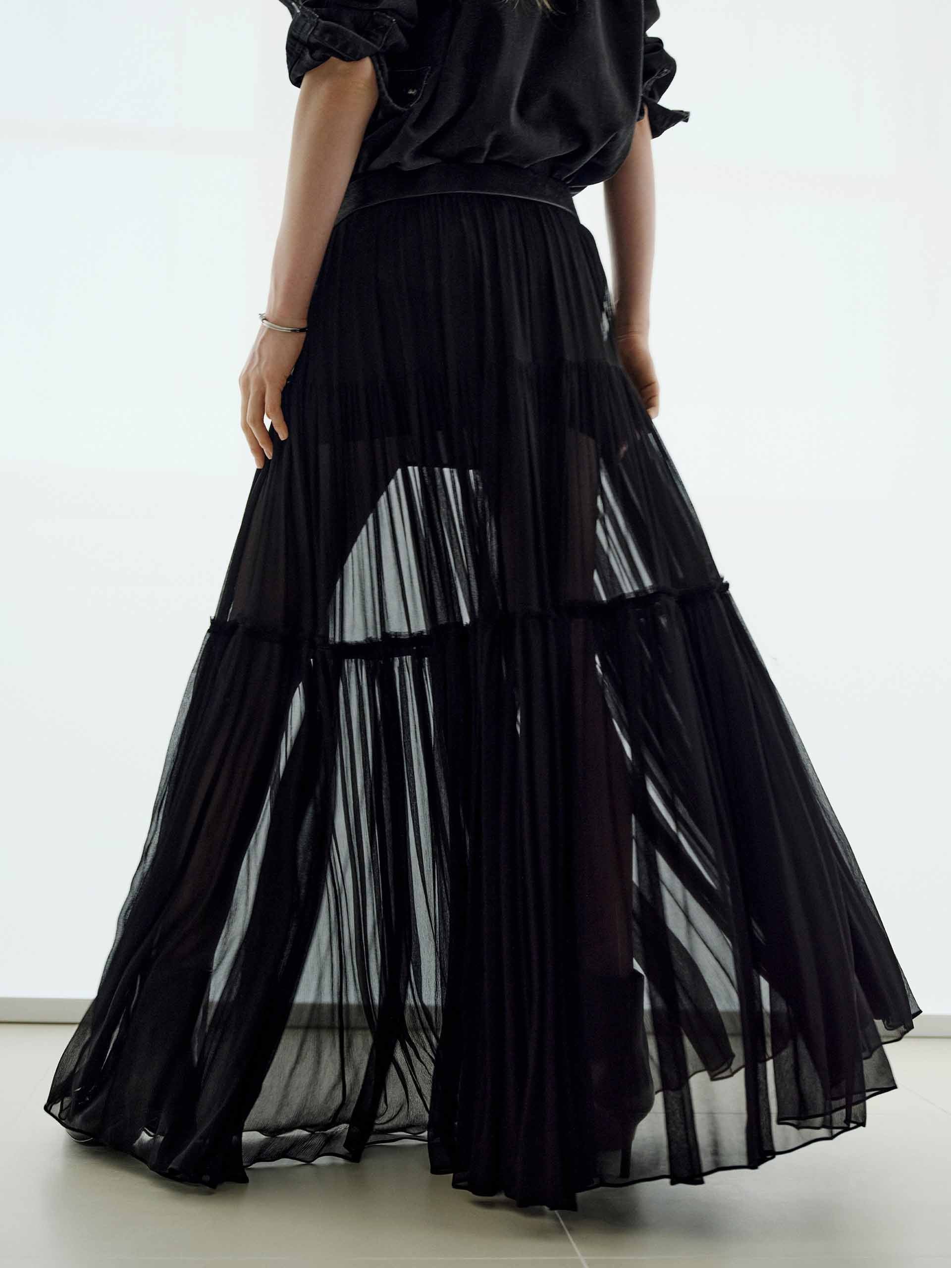 Semi-transparent Maxi Skirt