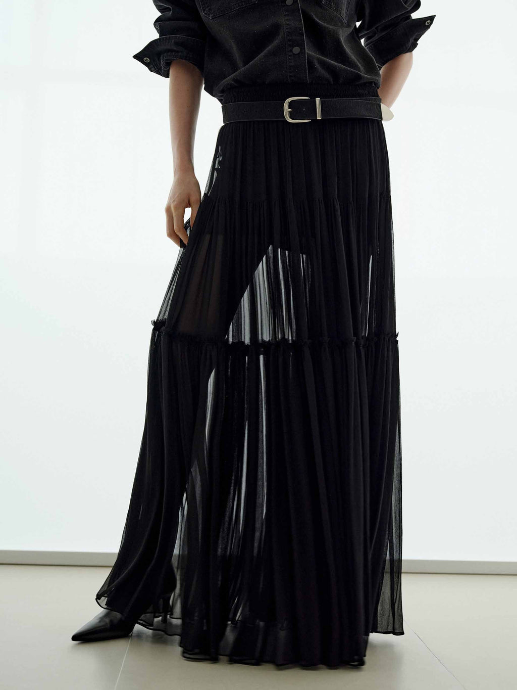 Semi-transparent Maxi Skirt