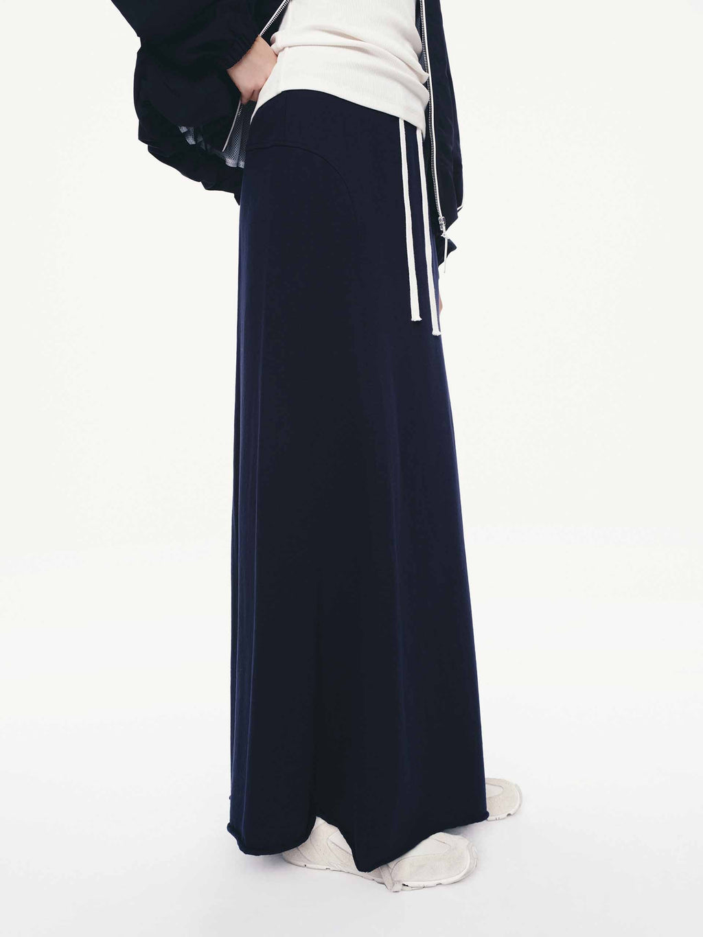 Raw Hem Drawstring Skirt